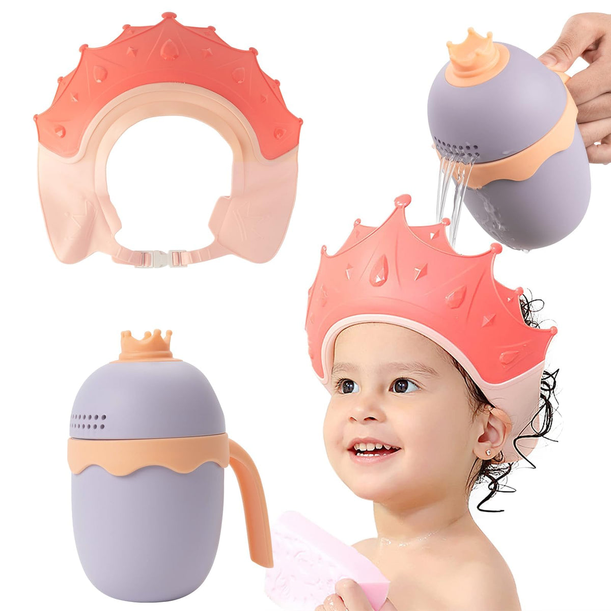 TERRIFI Cartoon Bear Baby Dipper Bath Rinse Cup, Shampoo Rinser, Shower Sprinkler Spoon for Baby Tub, Wash Cups with Handle