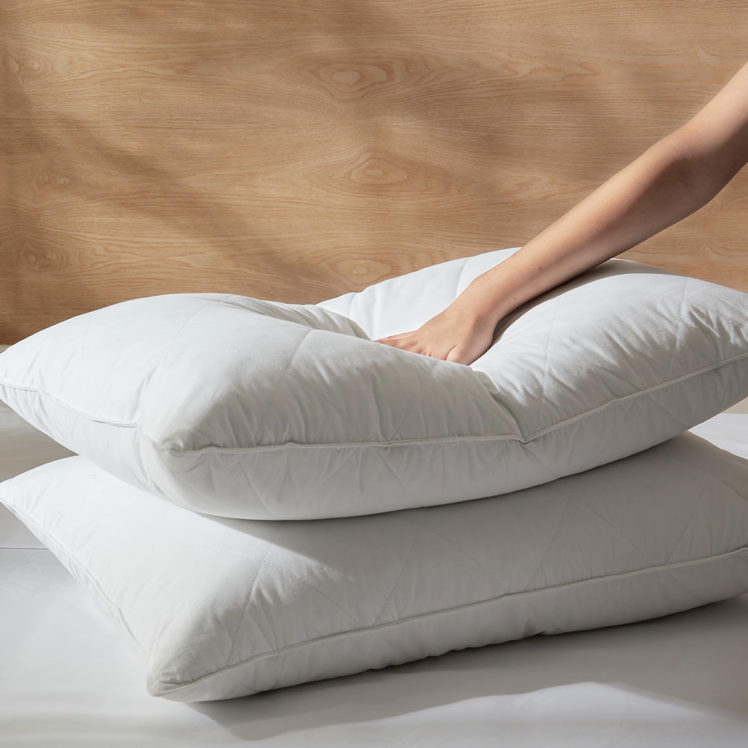 Three Geese White Goose Feather Pillows Queen/Standard Size Set of 1- Soft 600 Thread Count 100% Cotton, Medium Firm,Soft Support, White Solid - Medaid International
