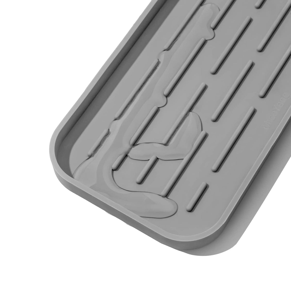 Terrifi Silicone Kitchen Sink Organizer Tray, Eco-Friendly Sponges Holder For Bathroom Counter Or Sink, Kitchen, Bathroom, Makeup, Trinkets, Cup (Grey, 10"×5.3")