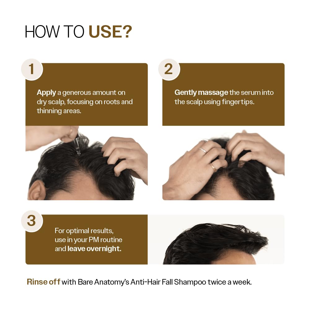 Bare Anatomy Advanced Hair Growth Serum| 3% Redensyl - 2x Better Results than Minoxidil | + 4% Anagain + 3% Baicapil | Rosemary, Biotin | Hair growth & Hair fall control serum for Women & Men | 30mL - Medaid International