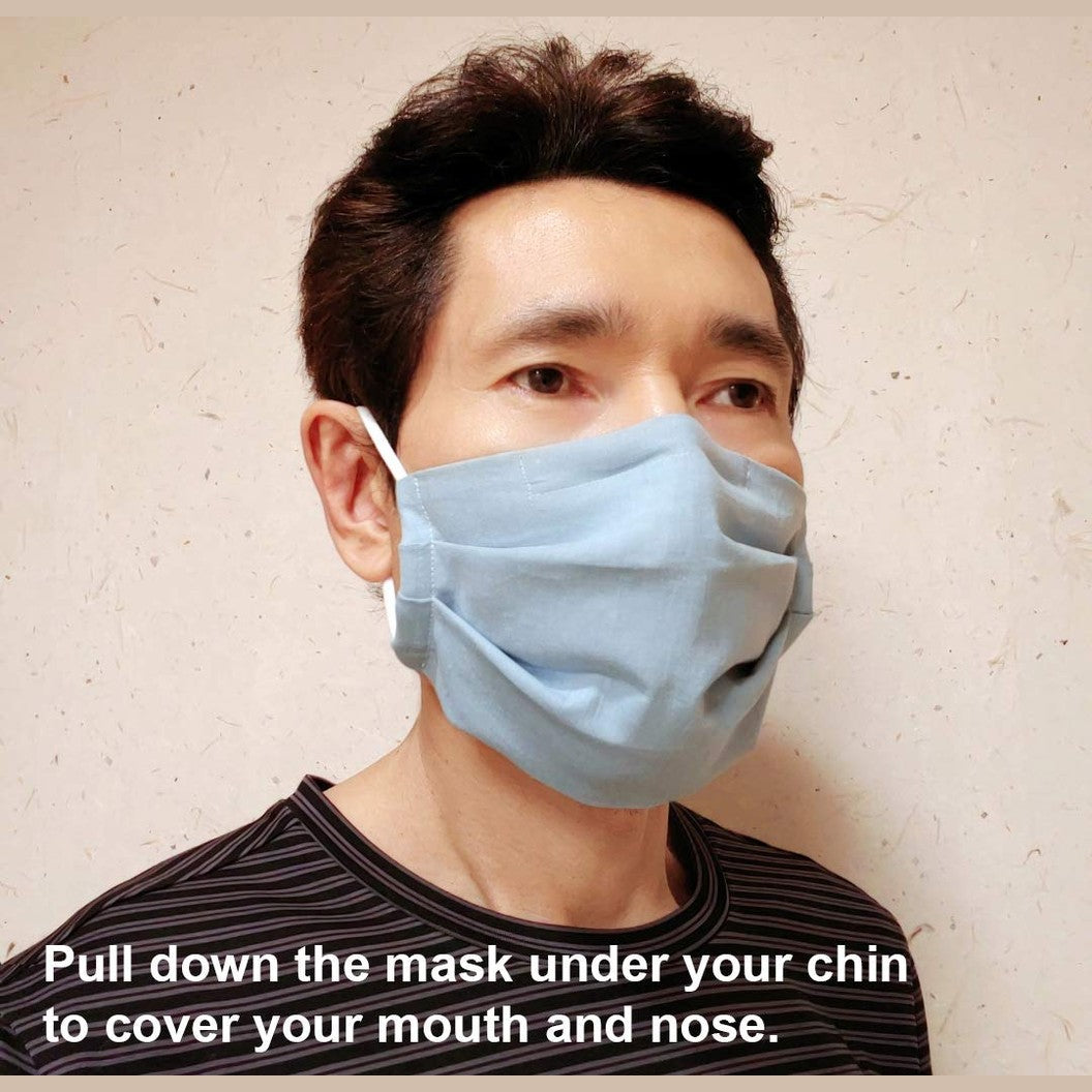 100% Cotton Korean Reusable Washable Adjustable Metal Strip Face Mouth Mask 2 Pack Double Layer Anti-Dust Fashion Outdoor Cloth Cover (Blue) - Medaid International