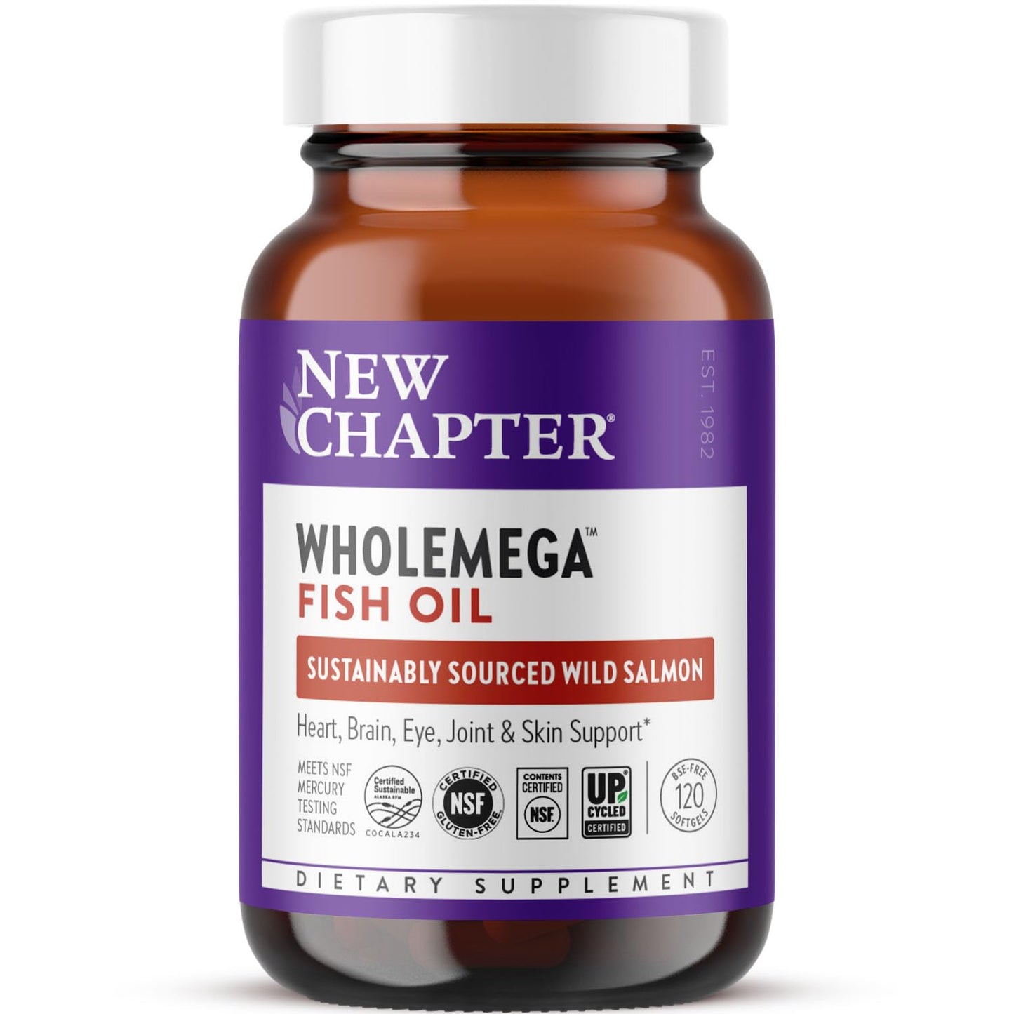 New Chapter Wholemega Fish Oil Supplement - 2000mg per Serving, Clinically Proven Wild Alaskan Salmon Oil with Omega-3 + Vitamin D3 + Astaxanthin, 120 Softgels - Medaid International