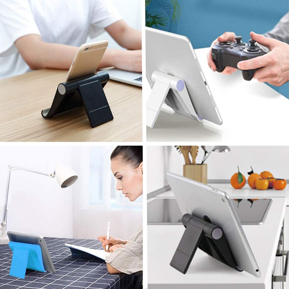 VOVIGGOL 2 Pack Cell Phone Stand for Desk, Foldable Cell Phone Holder Mobile Stand Phone Dock, Adjustable Tablet Stand Holder Compatible with iPhone 16 15 14 13 12 11 Pro Max iPad Samsung (Black) - Medaid International