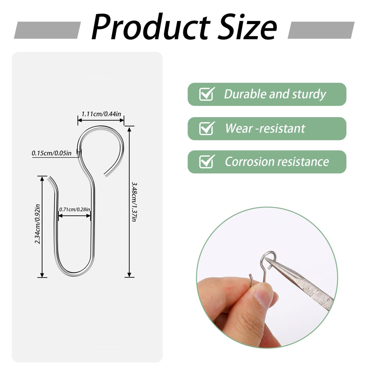TERRIFI 120 Pcs Metal S Shaped Shower Curtain Hooks, Small Curtain Track Hangers, Drape Connection Hooks for Shower Curtains, RV Curtains, and Ceiling Curtains, Drapery Hanging Solution