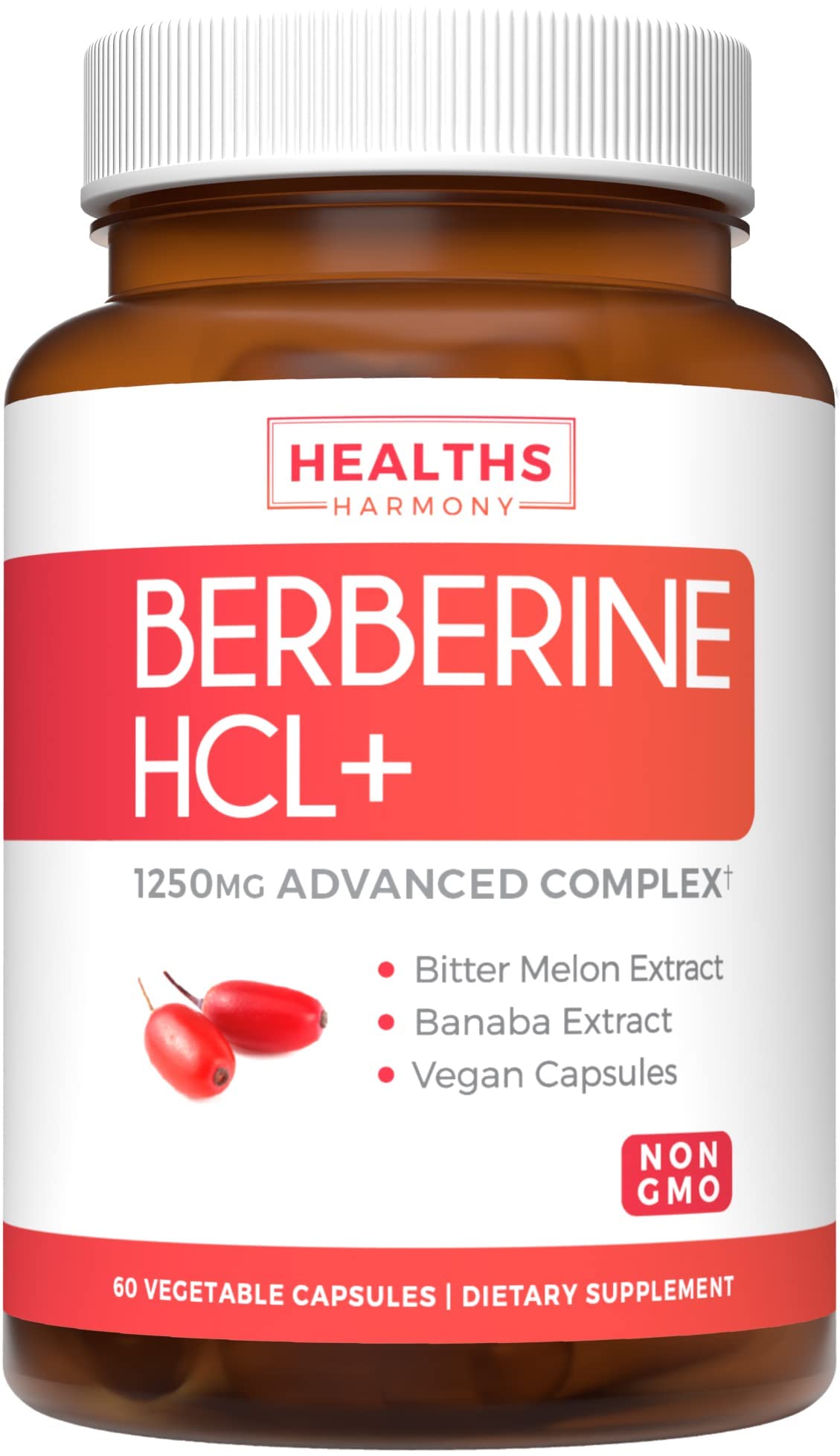 Berberine Supplement (Non-GMO & Vegetarian) Berberine HCL Plus Bitter Melon & Banaba Leaf Extract Capsules - Berberine 500mg Each, 1000mg Per Serve - AMPK Metabolic Activator - 60 Caps (No Pills) - Medaid International