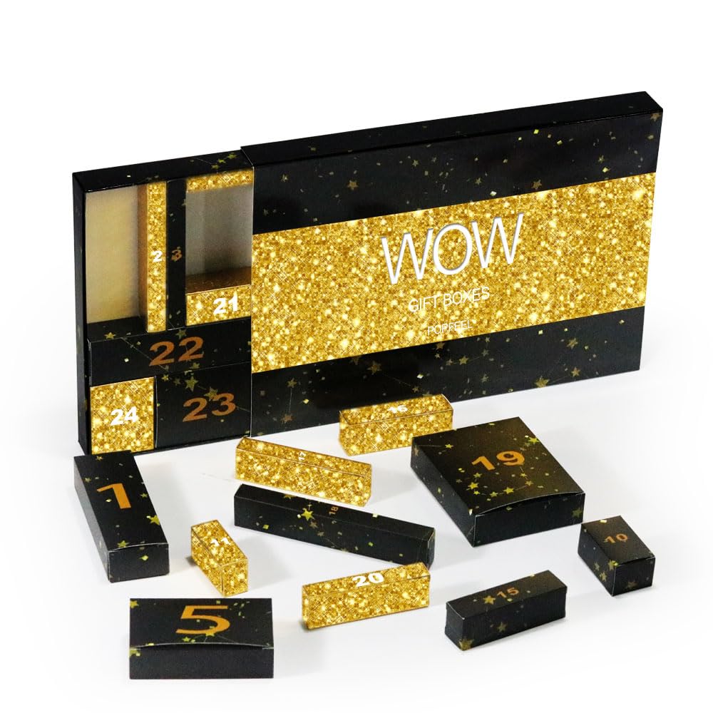 Makeup Advent Calendar 2025, 24 Days Countdown Calendar Christmas Birthday Valentines Day Xmas Gift Box, Makeup Gift Set For Teen Girls Women (black gold) - Medaid International
