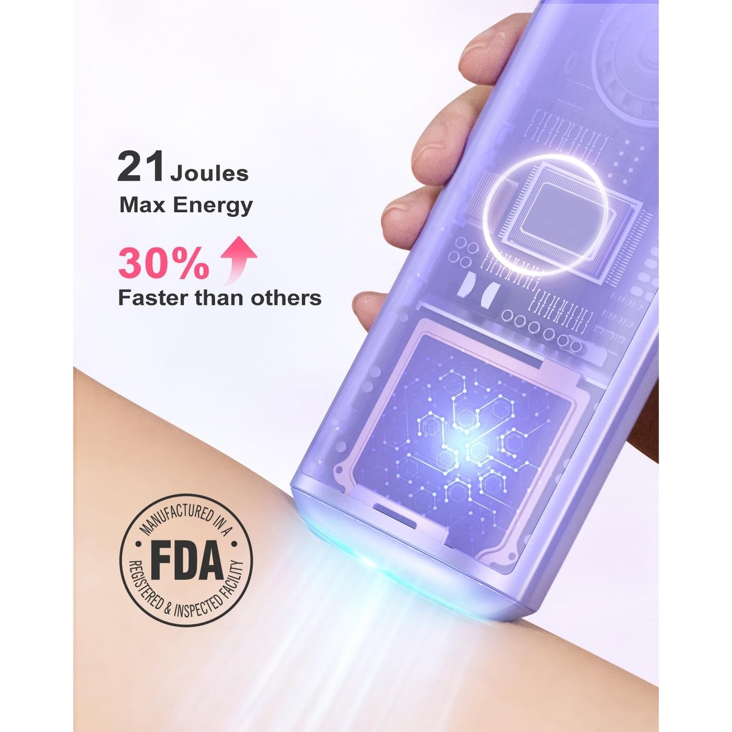 LYSMOSKI IPL Laser Hair Removal Device with Sapphire Ice-Cooling Technology for Women & Men, Painless & Long-Lasting Hair Remover for Full Body Use at Home, Safe on Face, Bikini Line, Armpits, Purple - Medaid International
