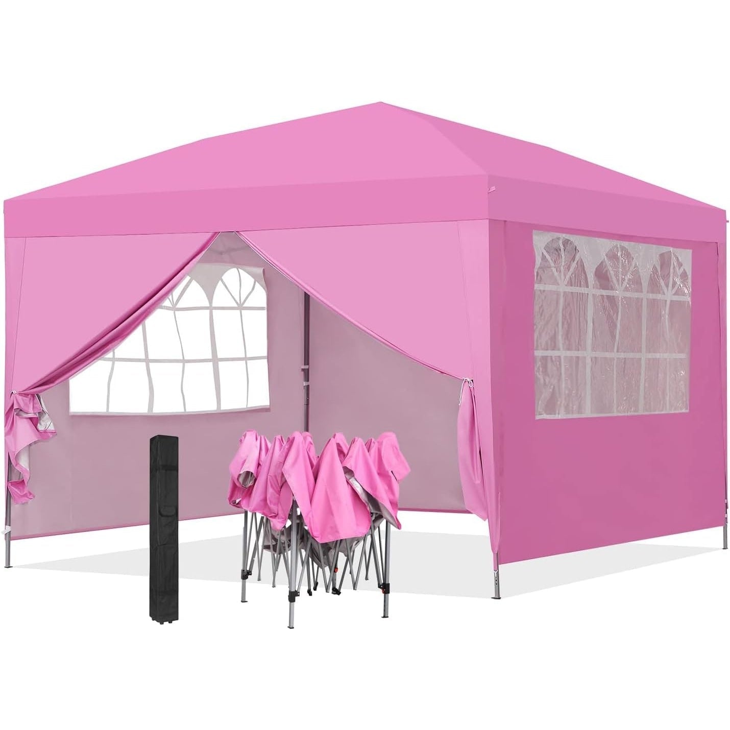 GDY 10x10ft Pop-up Paint Tent, Pink Canopy Tent, Instant Shelter Portable Outdoor Canopies with 4 Removable Side Walls.… - Medaid International
