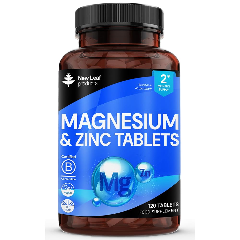 Magnesium Supplement 500mg Magnesium and Zinc Supplement - High Absorbency Magnesium Oxide & Zinc - Muscle Bones & Healthy Immune Function - Vegan, Non-GMO, Gluten-Free - 120 Easy to Swallow Tablets - Medaid International