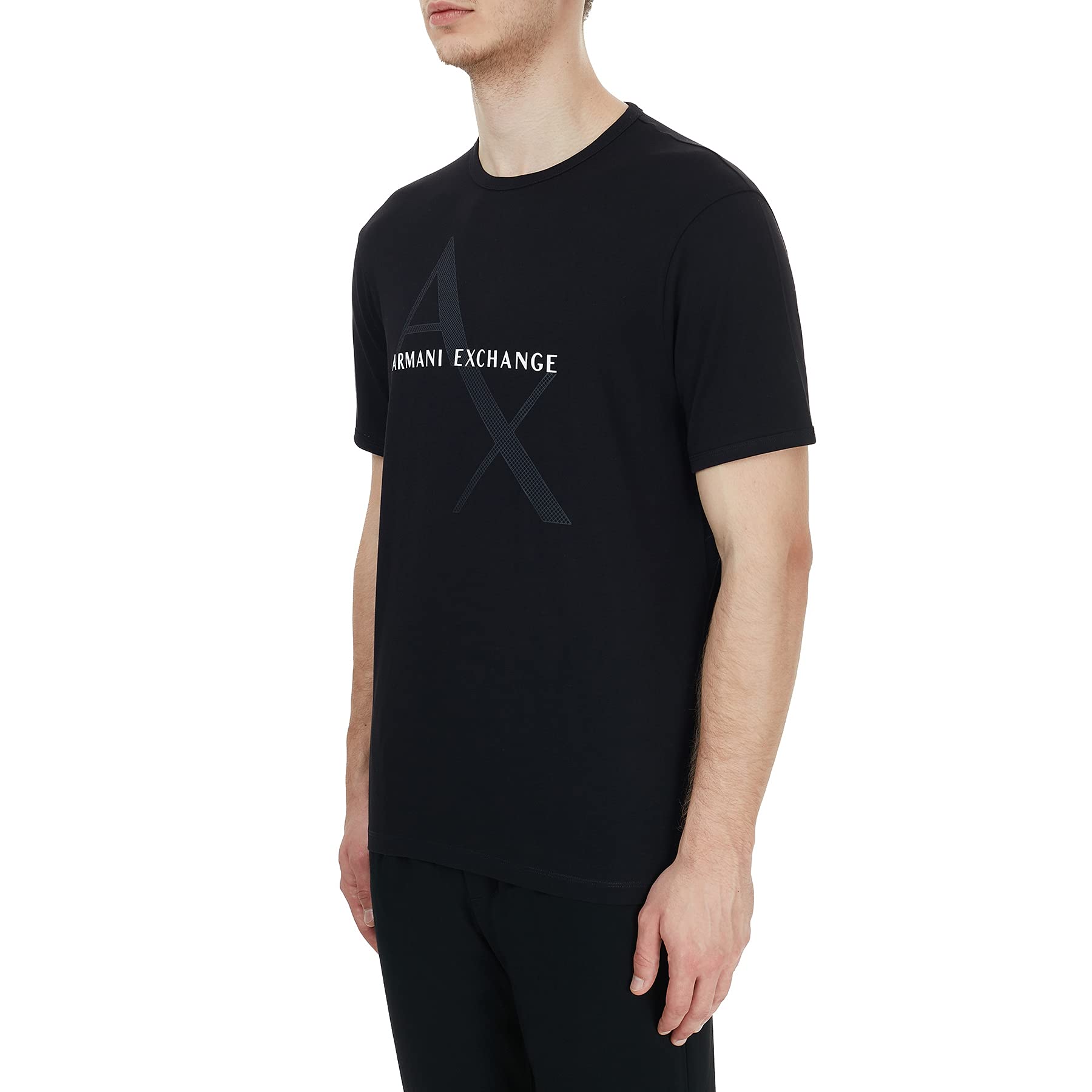Armani Exchange Men's Crew Neck Logo Tee T Shirt, Black, Large - Medaid International