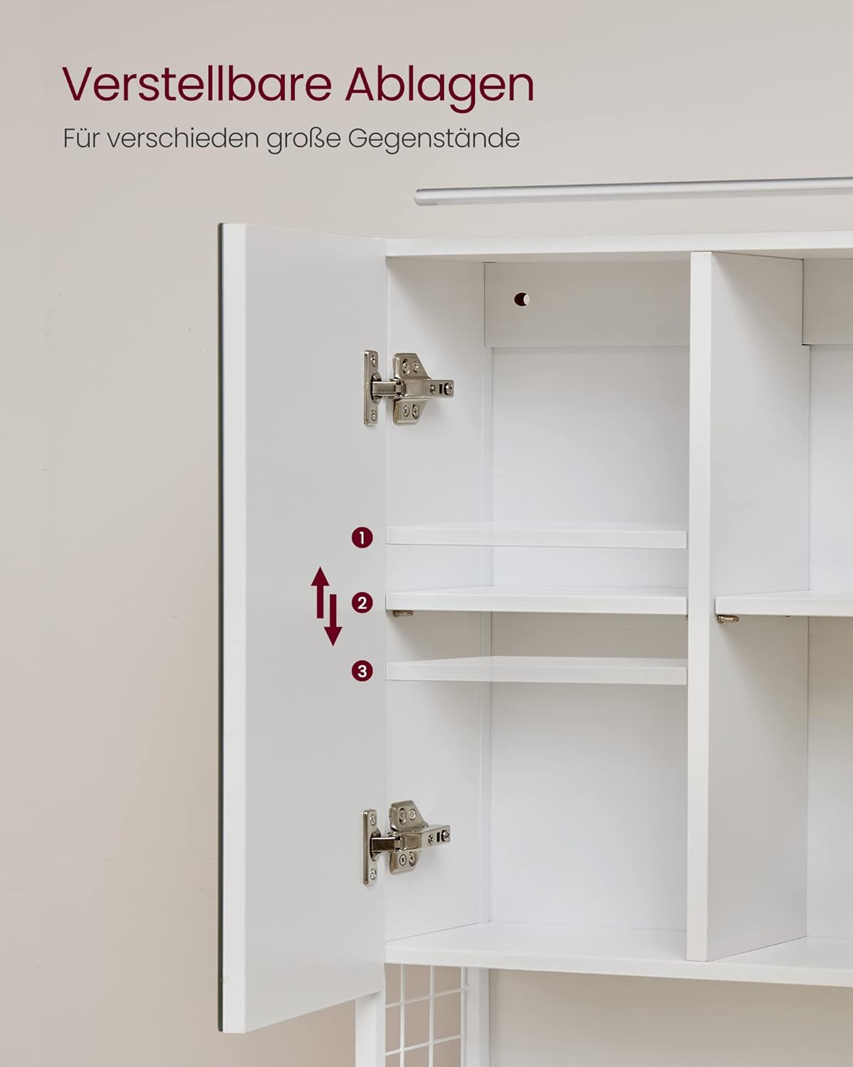 VASAGLE Bathroom Cabinet with LED Lighting