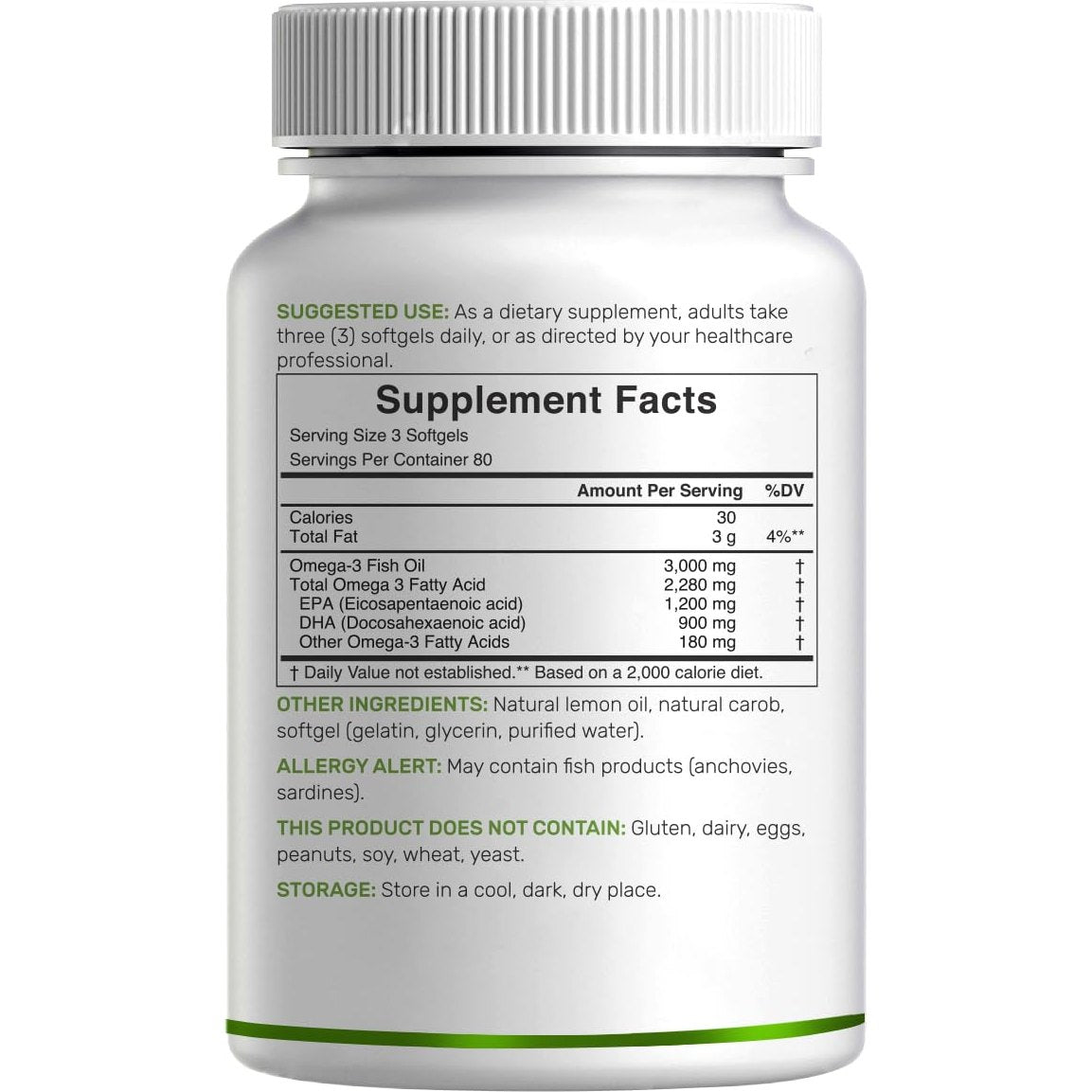 DEAL SUPPLEMENT Omega 3 Fish Oil Supplements, 3,000mg Per Serving, 240 Softgels – EPA 1,200mg + DHA 900mg – Burpless Pills, Lemon Flavored, Wild Caught – Brain & Heart Support – Mercury Free, Non-GMO - Medaid International