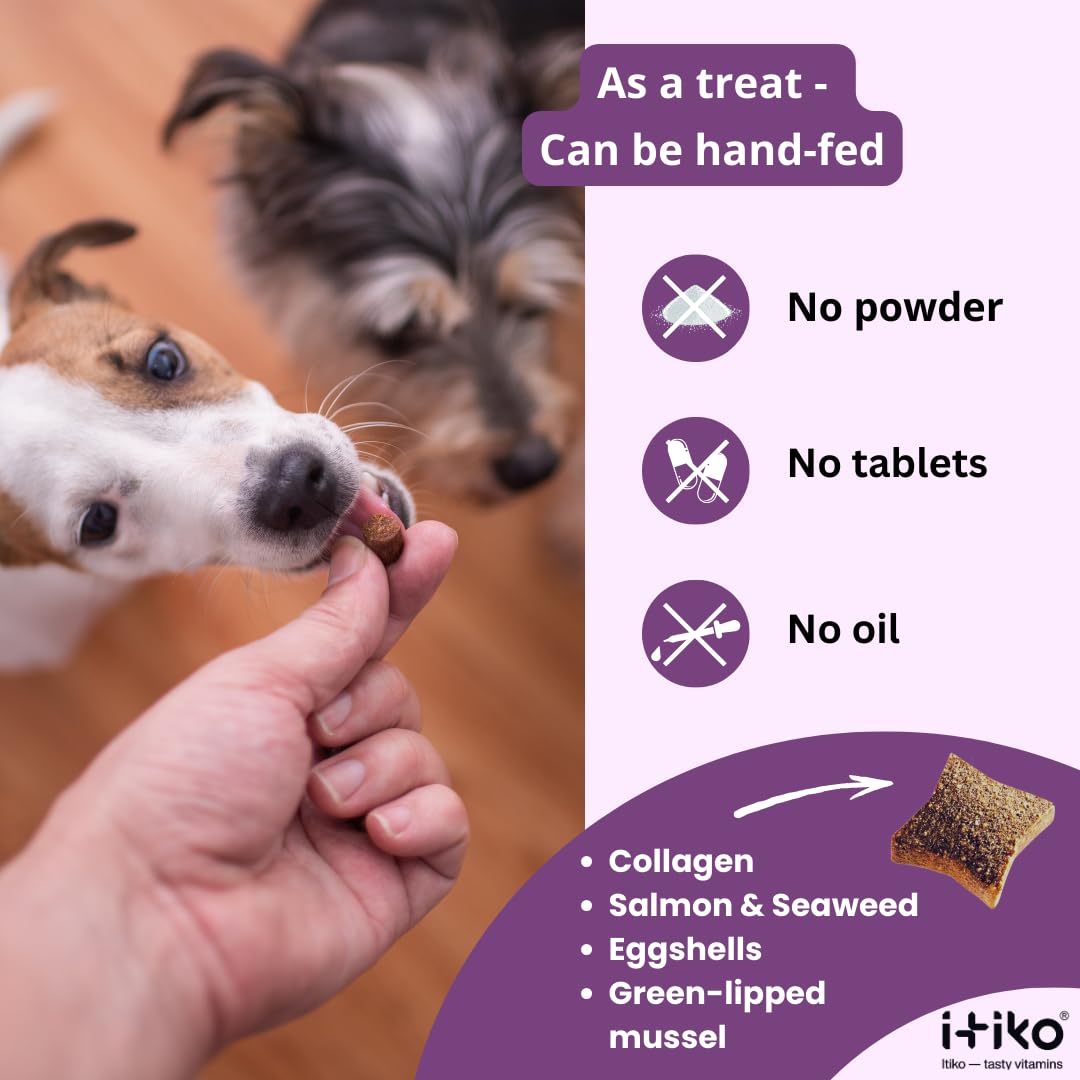 ITIKO Glucosamine Dog Supplements, Bone and Joint Supplement for Dogs with Green-Lipped Mussel, MSM, Chondroitin & Omega-3 | 100-120 PCS of Chews for All Breeds Size