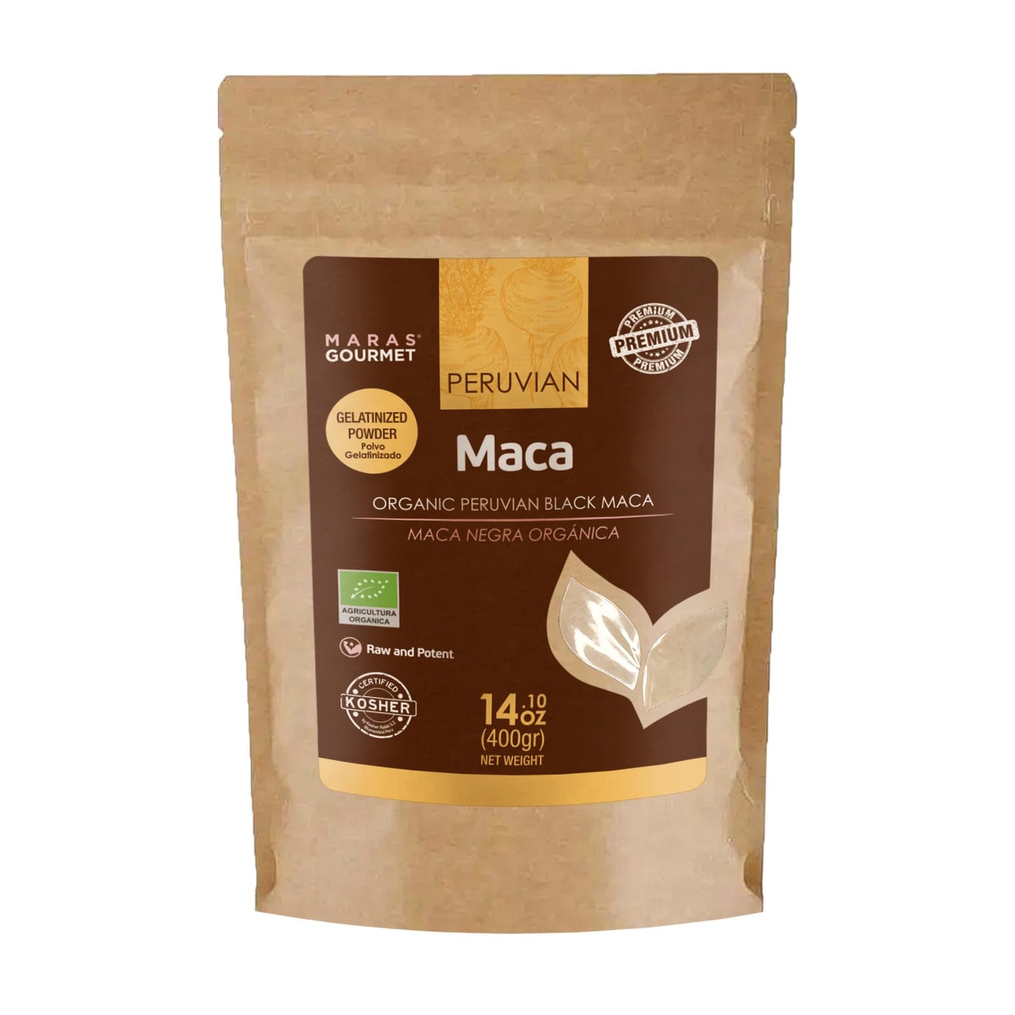 MARAS GOURMET | Organic Peruvian Black MACA (Gelatinized Powder) | 14.1 oz. (400g) | 80 Servings - Medaid International