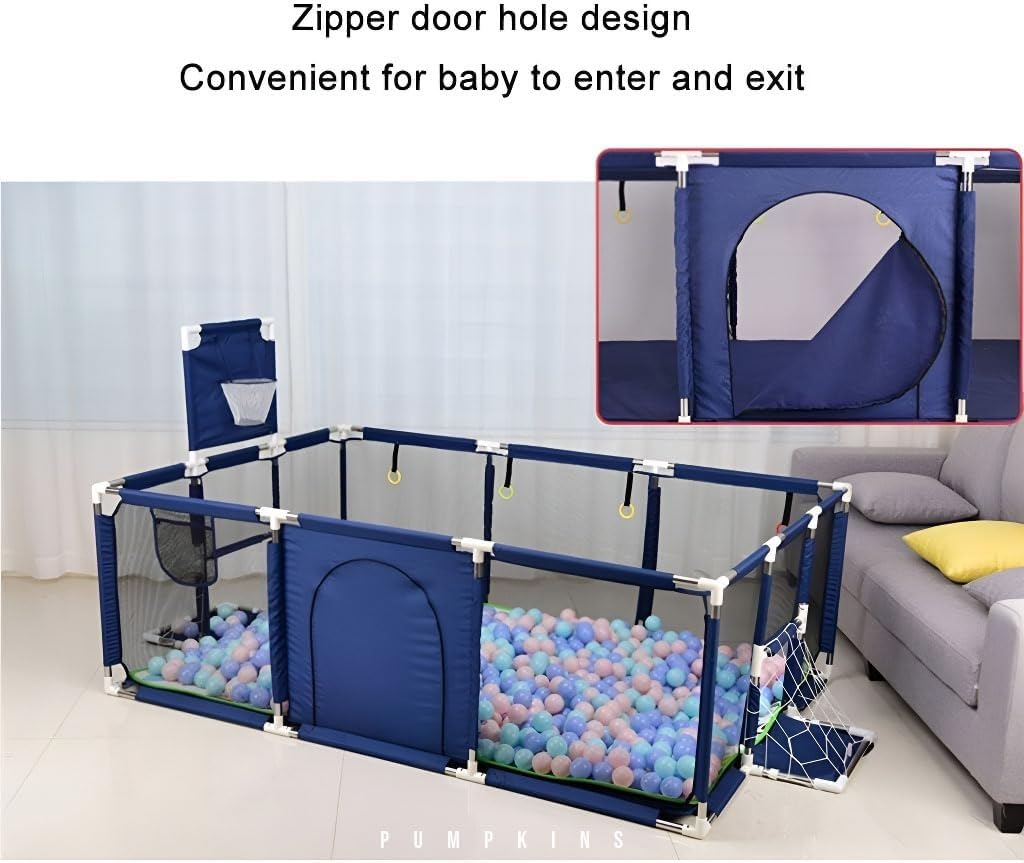 Baby Playpen, Fold Down Safety Playpen for Toddlers, Extra Large & Reliable Play Center for Infants with Anti Slip Suckers and Super Soft Breathable Mesh, 180×120×62cm