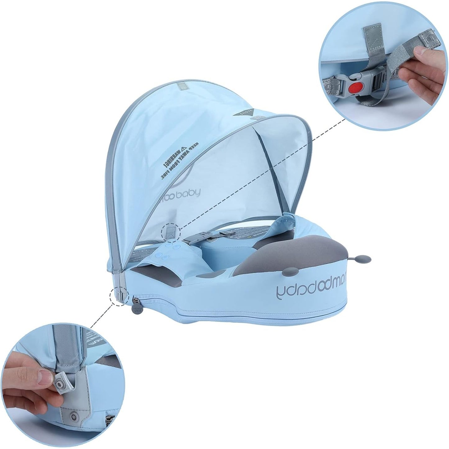 Mambobaby - Waist Baby Float With Canopy - Blue
