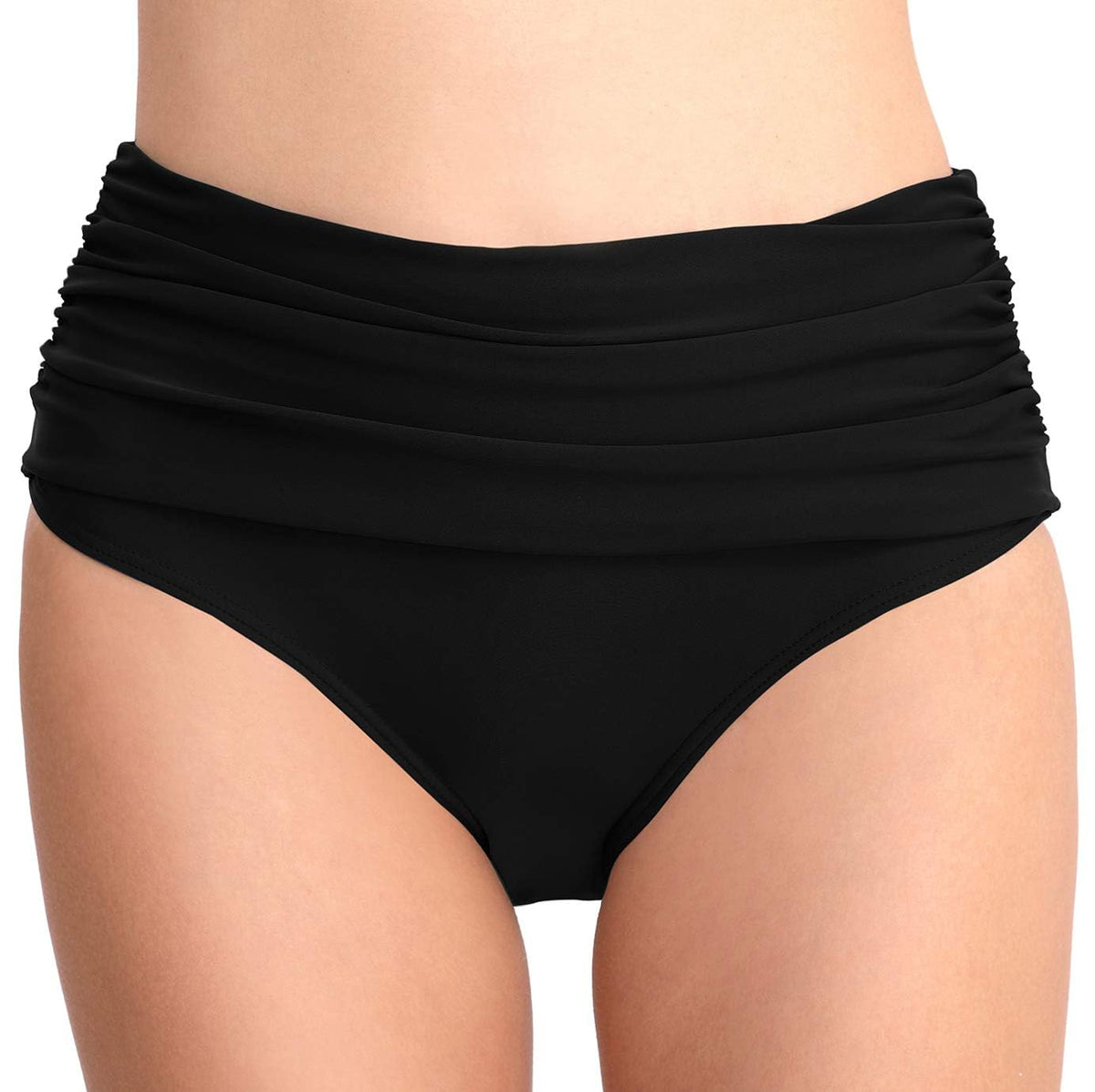 TERRIFI Women High Waisted Bikini Bottoms, Tummy Control Swim Bottoms with Ruched Design, Full Coverage High Rise Swimsuit Bottoms, Flattering and Comfortable Fit, Ideal for Beach and Pool