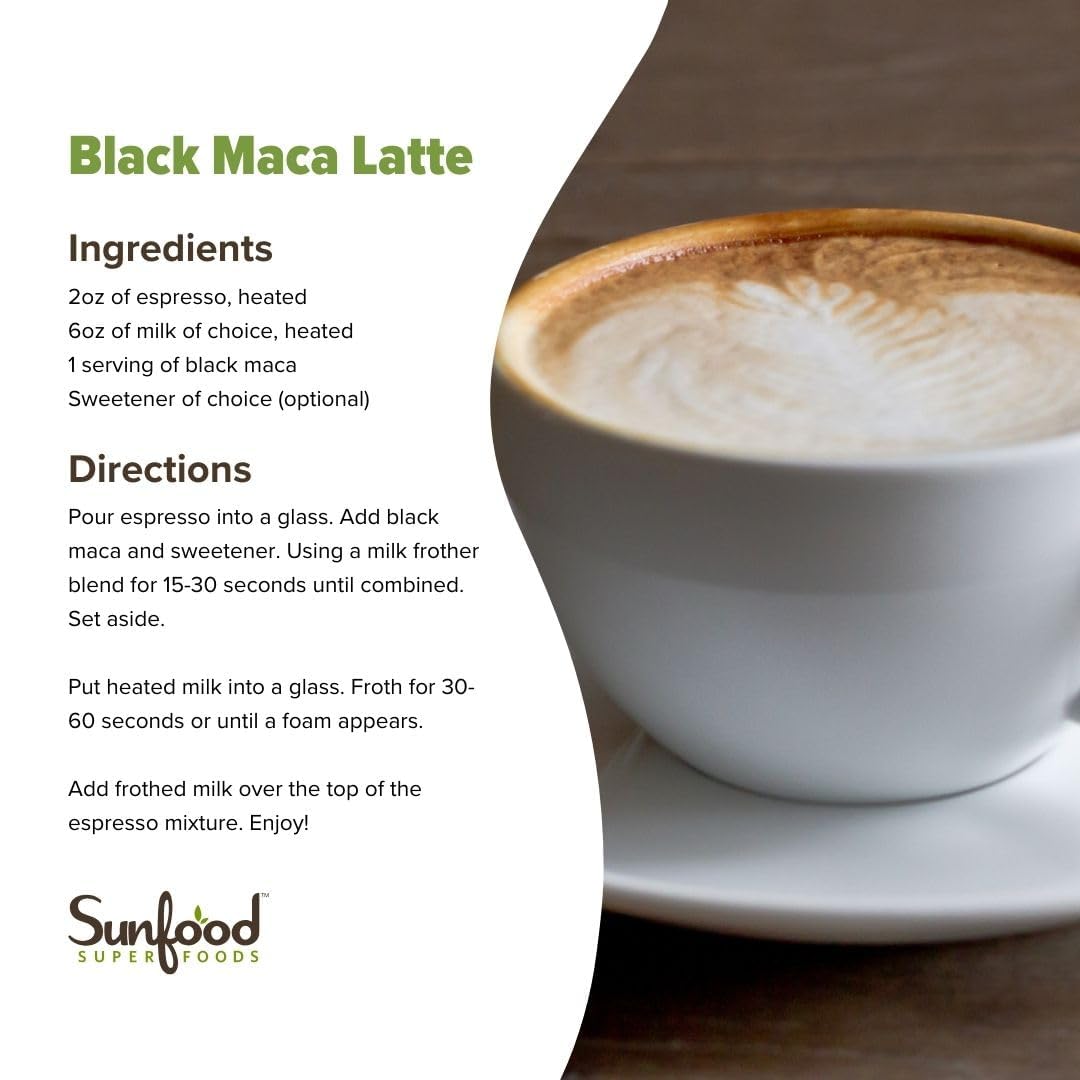 Sunfoods Superfoods Organic Black Maca Powder - Black Maca Root Powder, Black Maca Root for Men & Women, Peruvian, Raw, Vegan, Premium Black Maca Powder - 4 oz Bag - Medaid International
