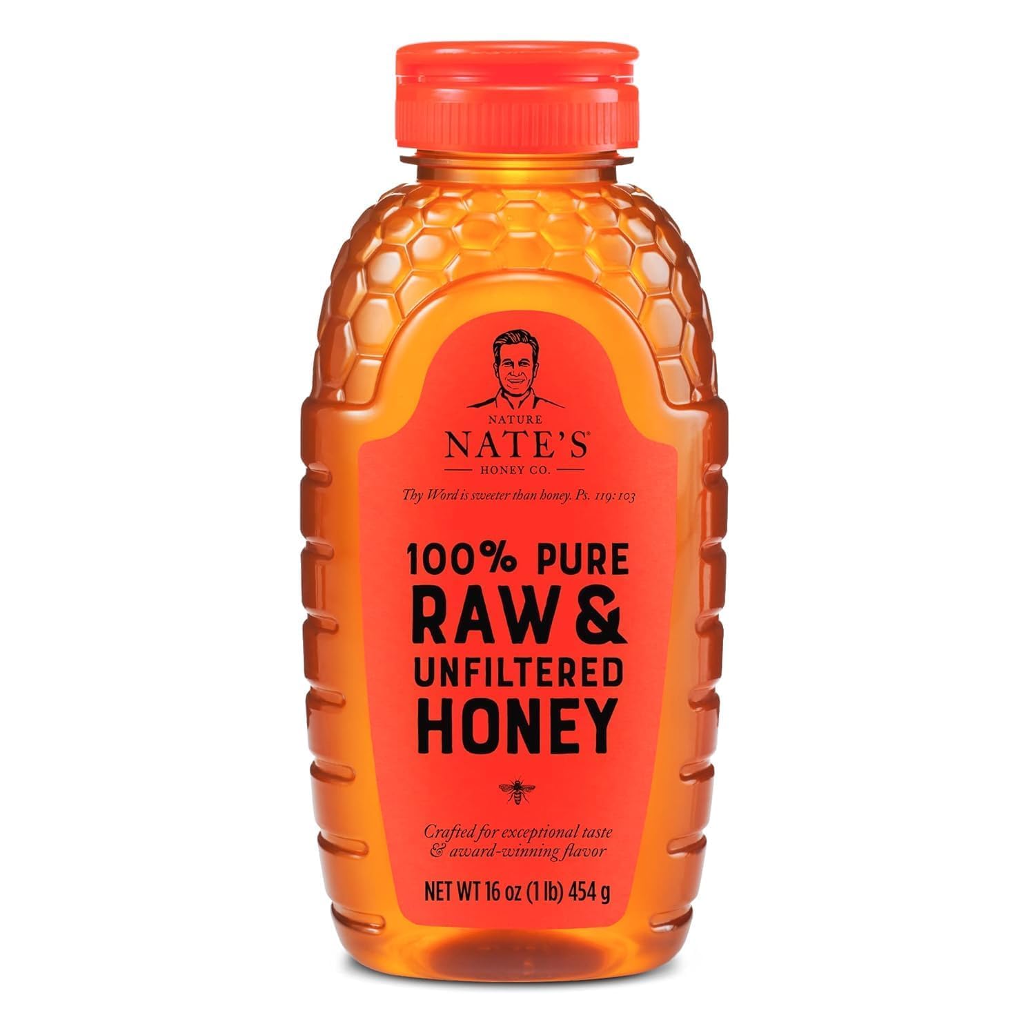 Nate's 100% Pure, Raw & Unfiltered Honey - Award-Winning Taste, 16 oz. Squeeze Bottle - Medaid International