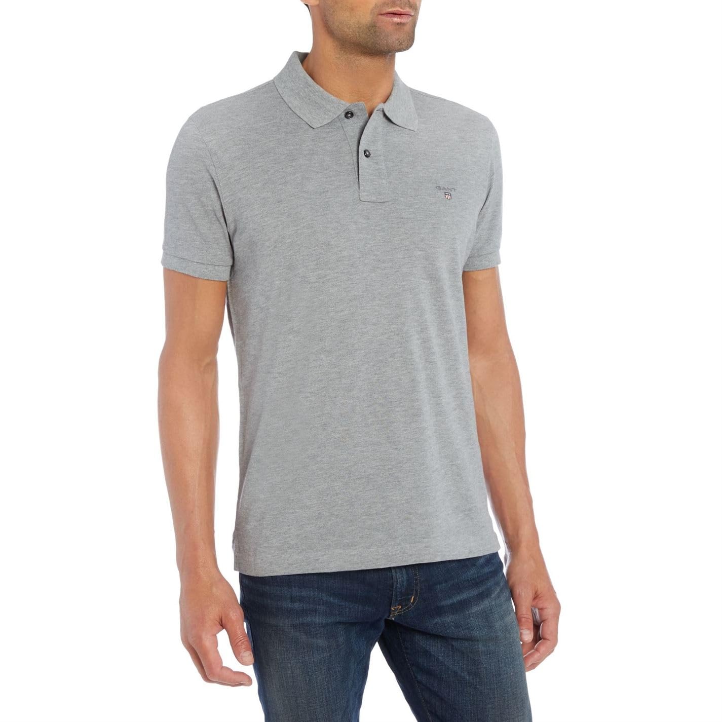 GANT Solid Pique Rugger Polo Shirt XXX Large Grey Melange - Medaid International