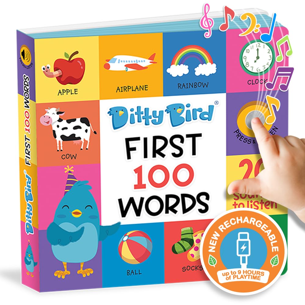 DITTY BIRD Interactive Musical Toy | 100 Words for Baby and Toddler | Educational Talking Toy | Explore Baby First 100 Words | Electronic Early Development Toys for Toddlers 1-3.…