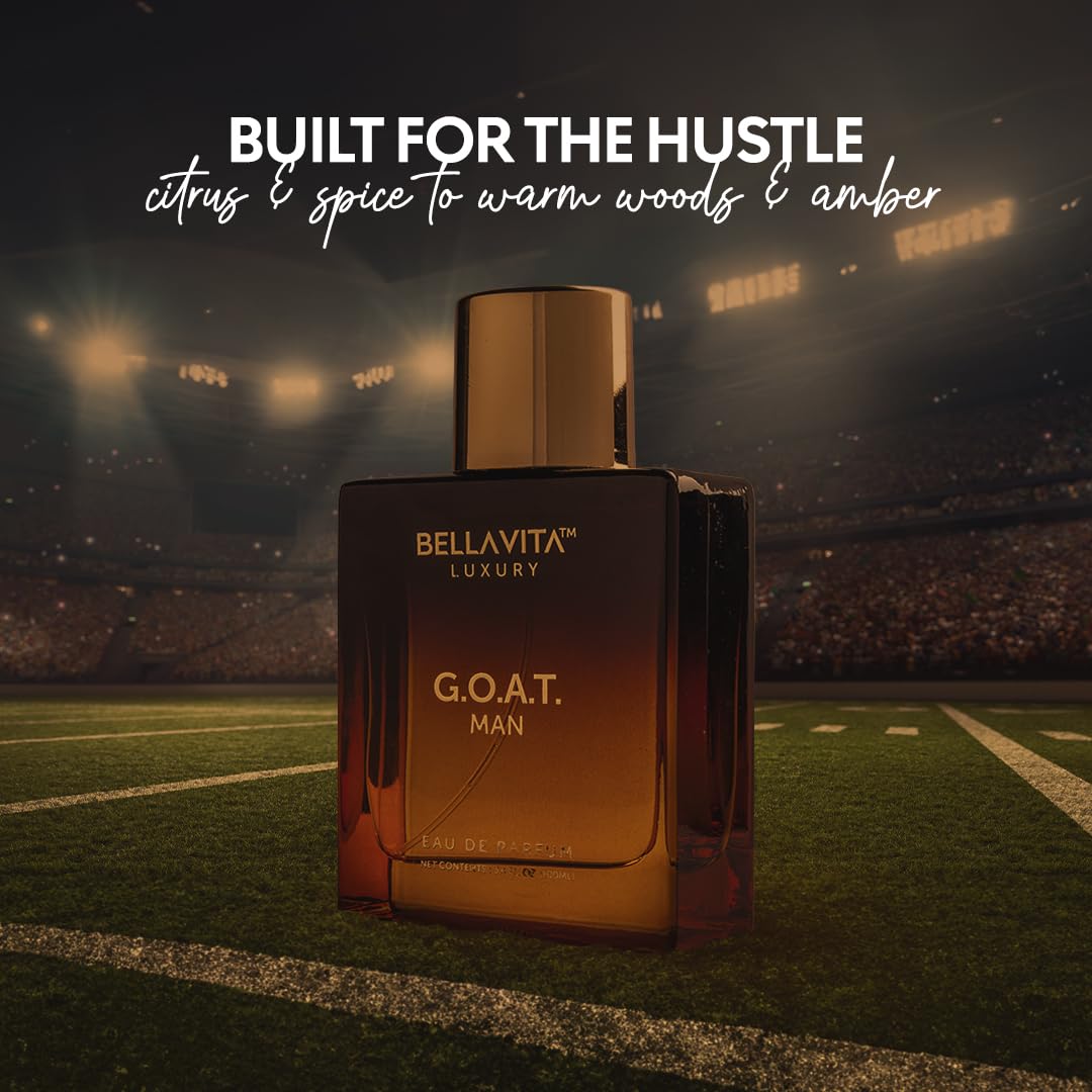 BellaVita Luxury G.O.A.T. Men's Eau De Parfum (3.4 fl.oz) | Natural Refreshing Notes of Bergamot, Lavender, Vetiver & Patchouli Oriental | Fresh Perfume for Men | Long-Lasting Perfume for Mens EDP - Medaid International
