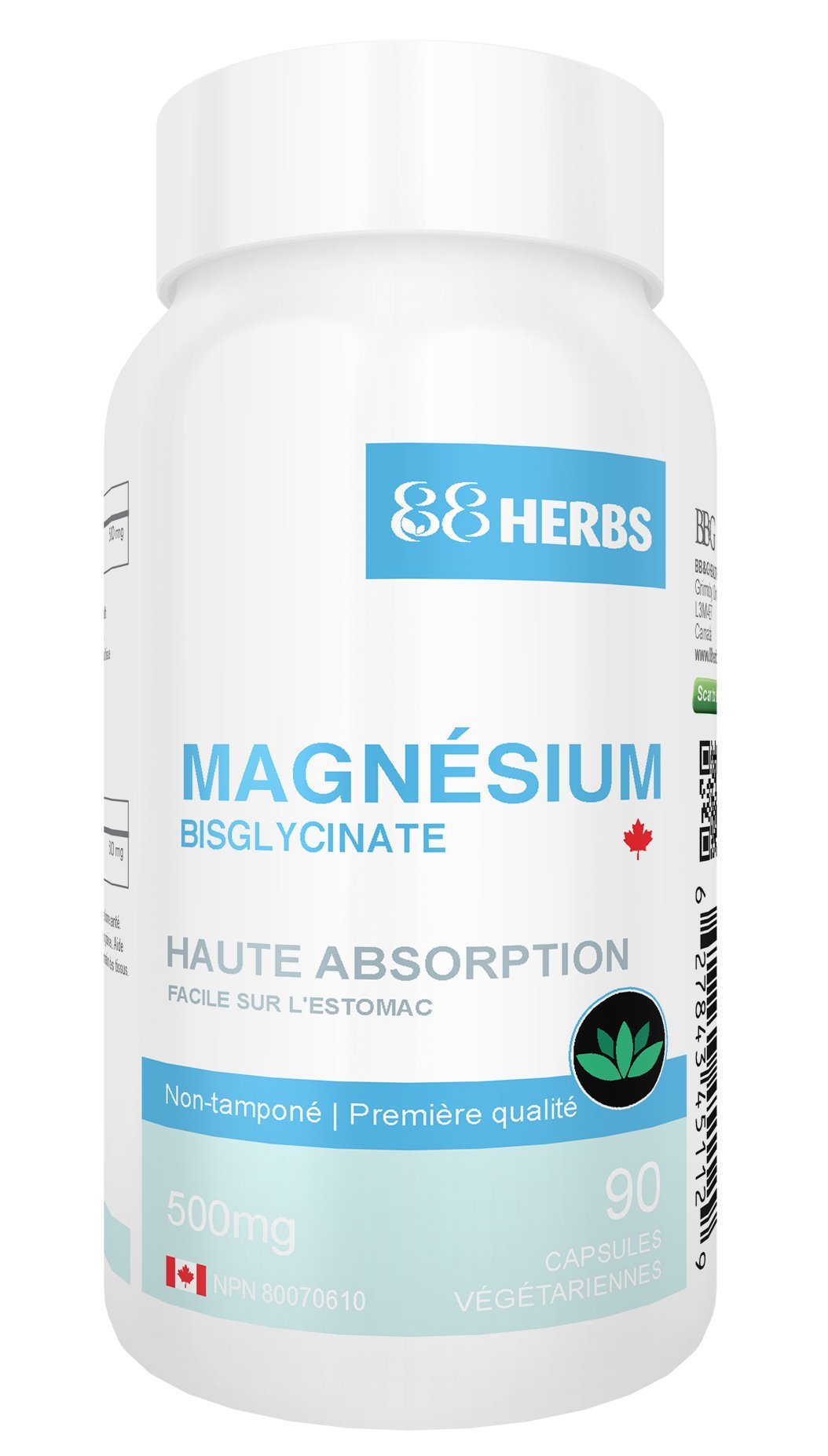 Magnesium Bisglycinate – Highest Absorption – Premium Grade – No Fillers – Non Buffered – 90 Veg Caps – 500mg Magnesium Bisglycinate per Cap (50mg Elemental Magnesium) - Medaid International
