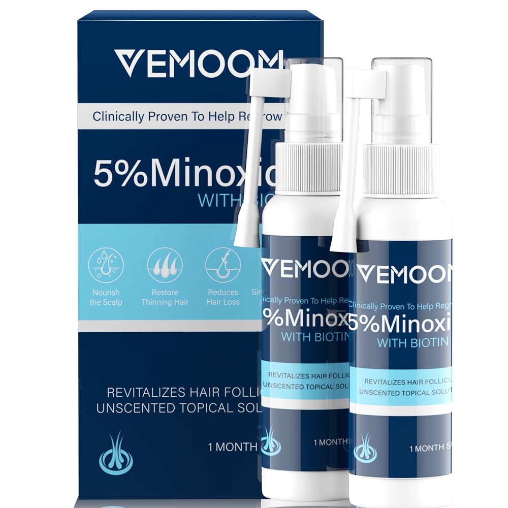 5% Minoxidil Hair Growth Spray for Women and Men, Effective Anti-Hair Loss Treatment for Regrowth, Extra Strength Scalp Solution, Thicker, Stronger and Longer Hair - 60ml*2 - Medaid International