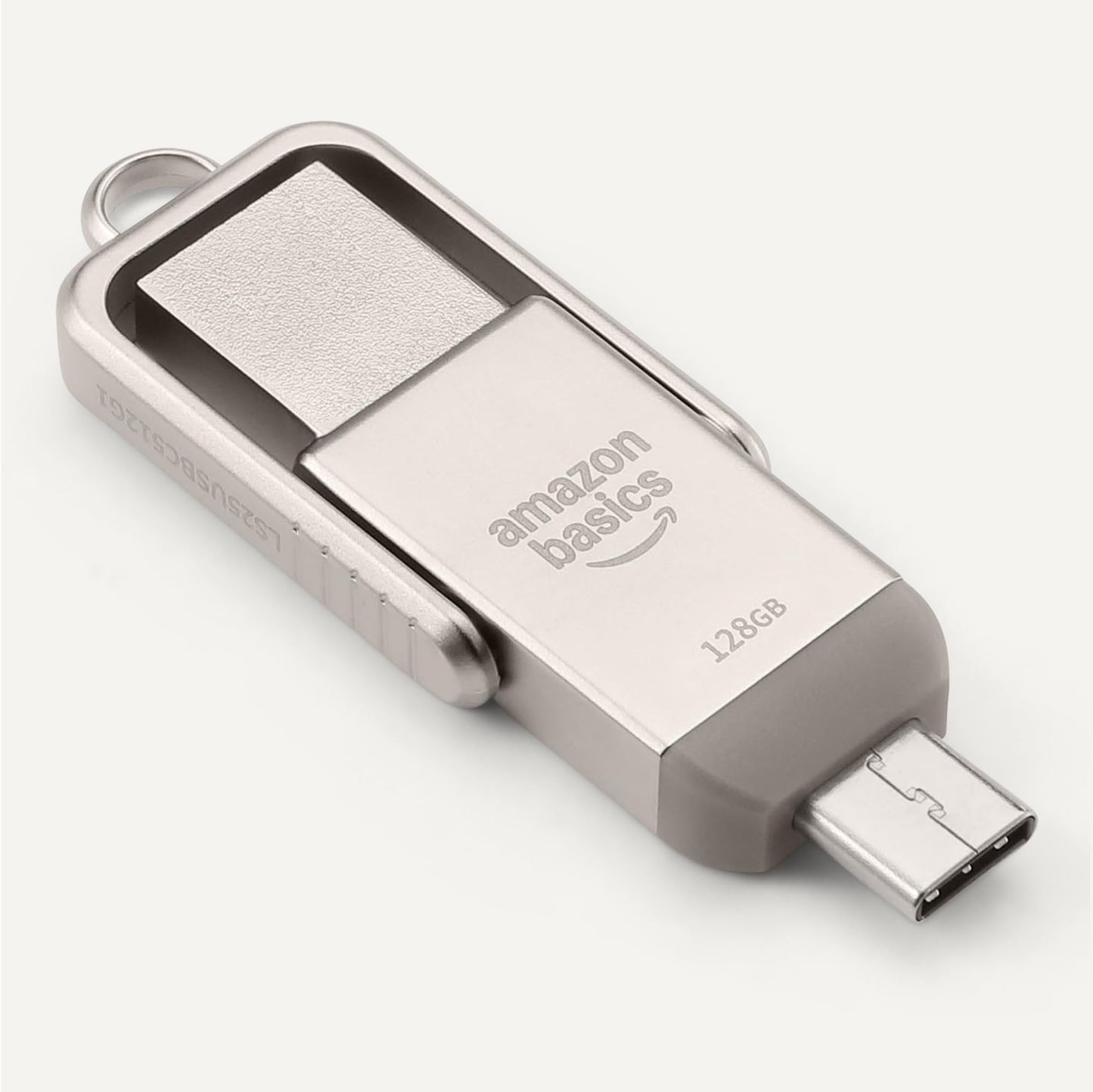Amazon Basics USB Flash Drive, Thumb Drive Memory Stick with USB C and USB A Dual Ports, 128GB, Champagne Silver - Medaid International