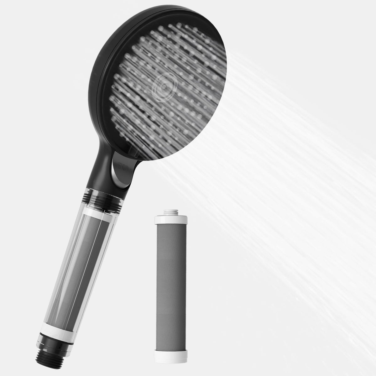JOMOO Handheld Shower Head with Filter, High Pressure 3 Spray Mode Showerhead with One Click ON/Off, Water Softener Filters Beads for Hard Water Remove Chlorine and Harmful Substance, Matte Black