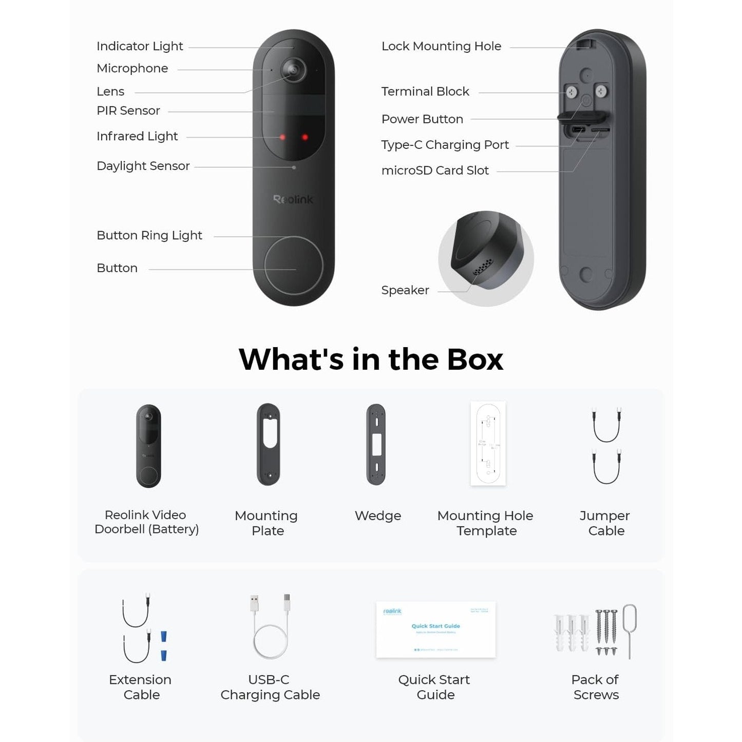REOLINK Wireless 2K Battery Video Doorbell Camera, 150°x150° Head-to-Toe View, 2.4/5 GHz WiFi, Battery or Wired Power Options, Two-Way Talk, Person/Vehicle/Package Detection(Chime not Included) - Medaid International