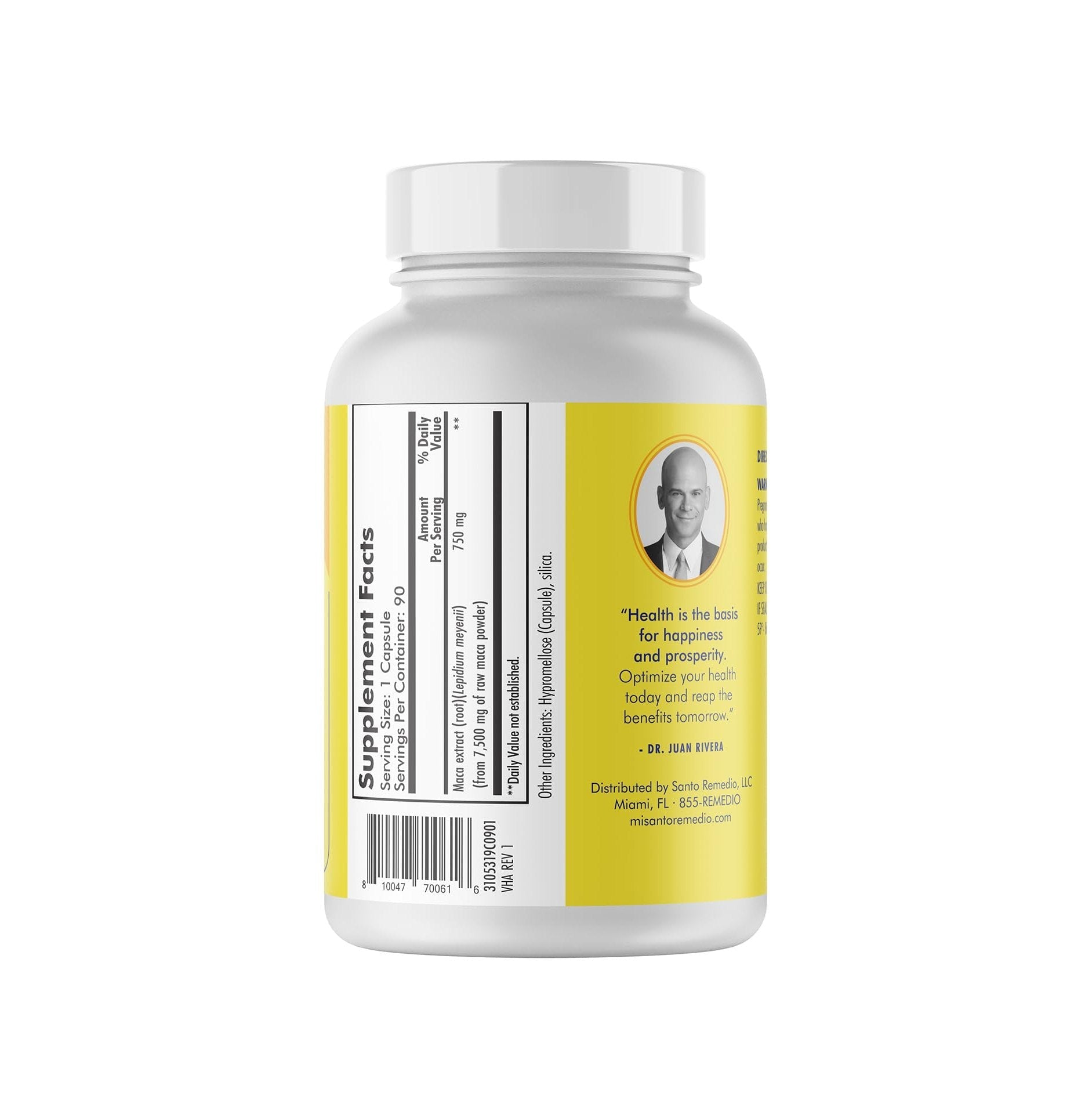 Santo Remedio Maca, Helps Support Healthy Energy Levels, Dietary Supplement, 750 mg per Serving, Vegetarian, No Artificial Flavors, No Artificial Colors, 90 Capsules, 90 Doses - Medaid International