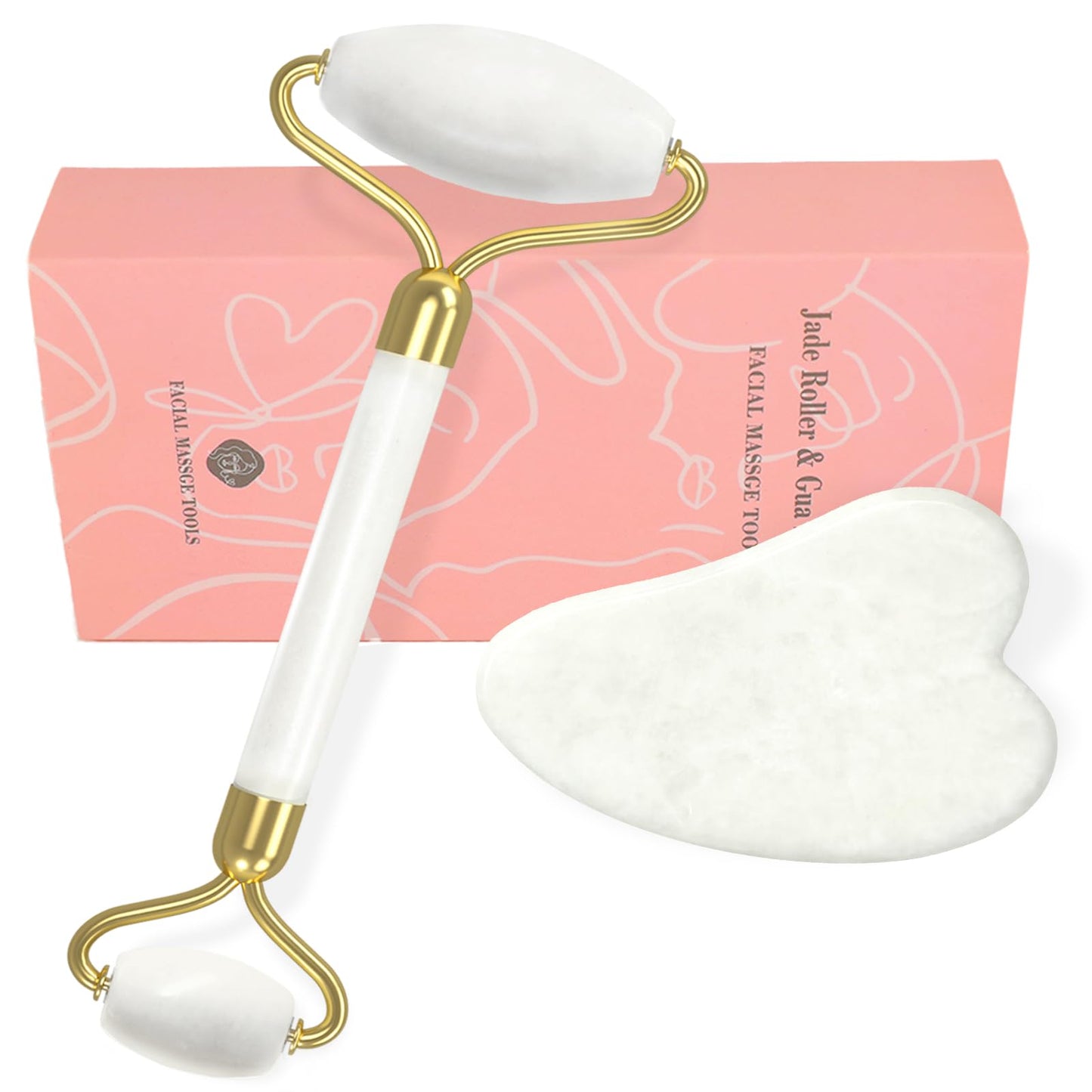 YLTNEUQER Gua Sha Facial Massage Tool & Jade Roller Set, Facial Massager for Face, Neck, Back, Arms, Legs, Eye,SPA Gifts for Women Gua Sha Facial Massager Reduce Puffiness and Improve Wrinkles - Medaid International
