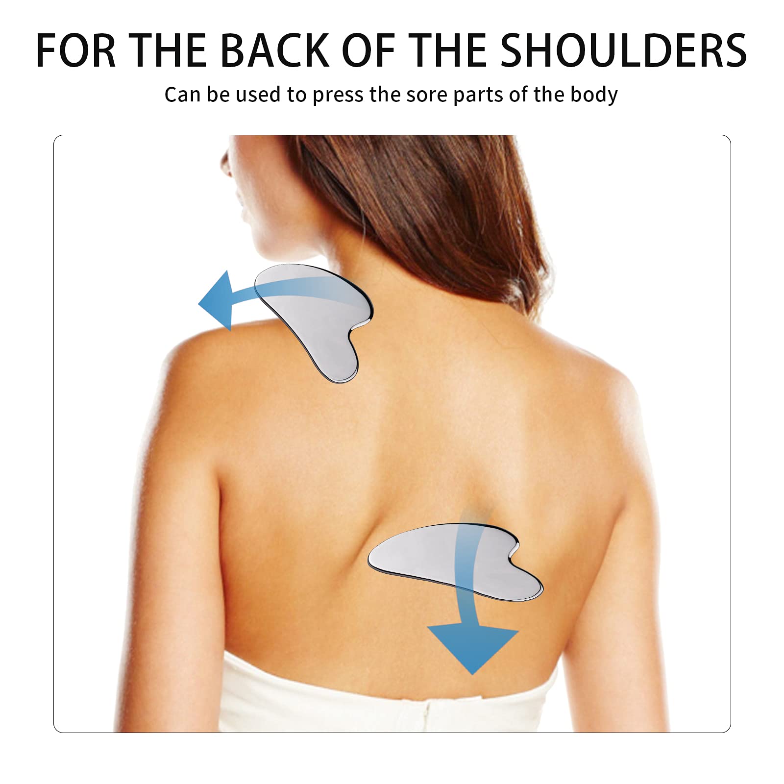 Stainless Steel Gua Sha Facial Massage Tool - Metal Jawline Sculptor with Travel Pouch - Medaid International