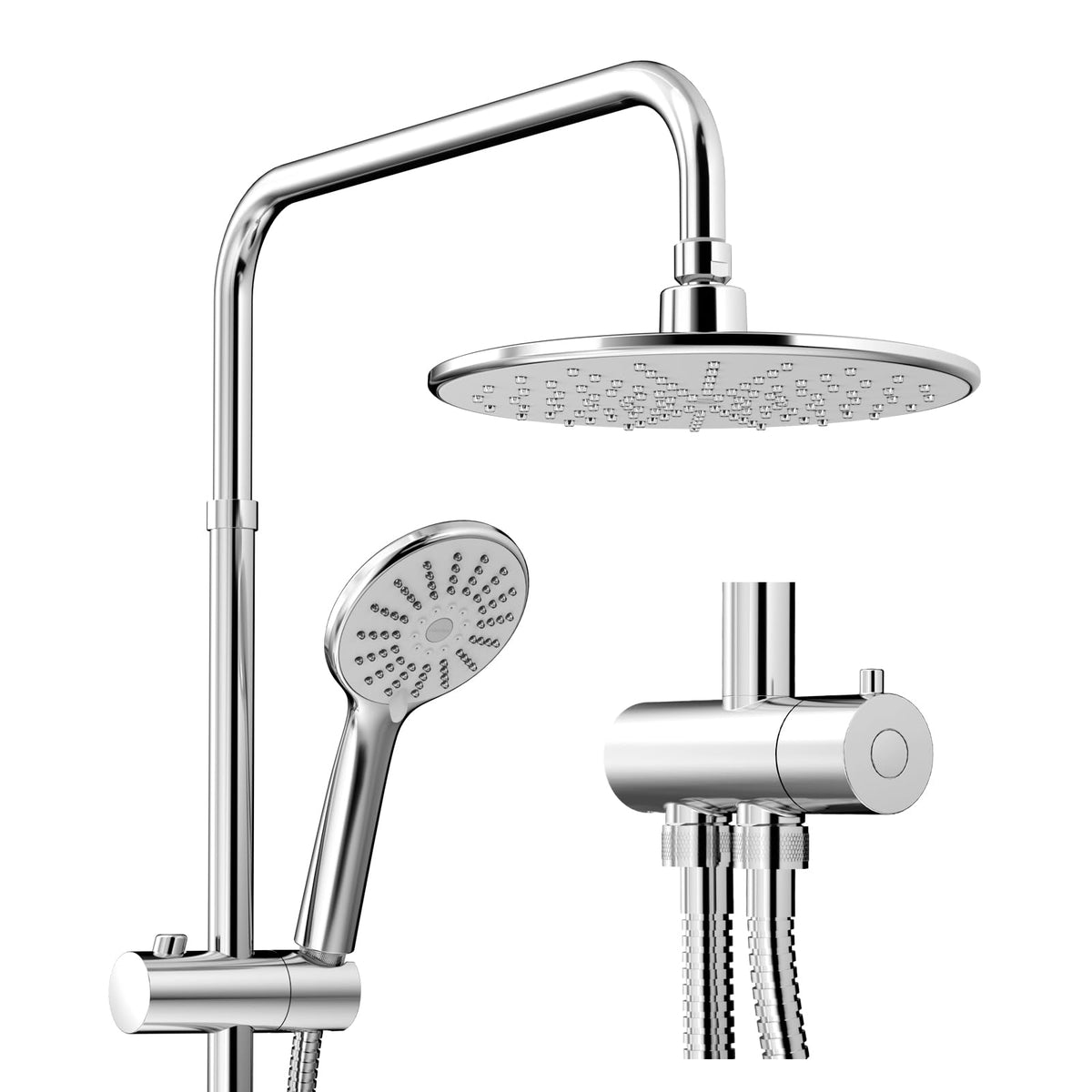 JOMOO Bathroom Shower Set, Rainshower and Bathroom Fixtures without Tap, Shower System included Rainfall Shower Head, Handheld Shower, Hoses for Bathroom, Chrome