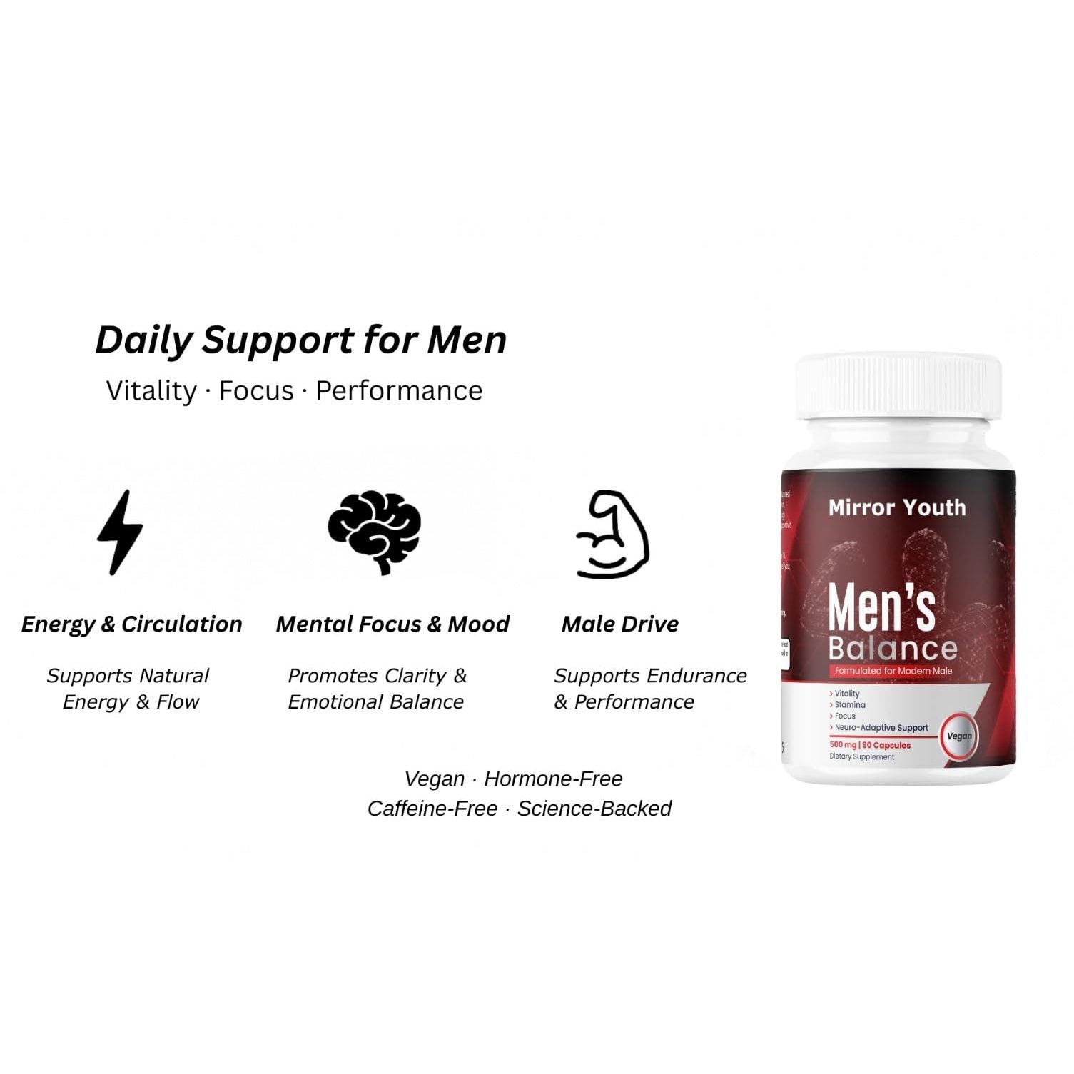 Mirror Youth Cistanche Tubulosa 400mg Men's Performance Supplement - Natural Vitality Energy Support with L-Citrulline, Black Maca, Ashwagandha, Pomegranate Herbal Complex - Medaid International