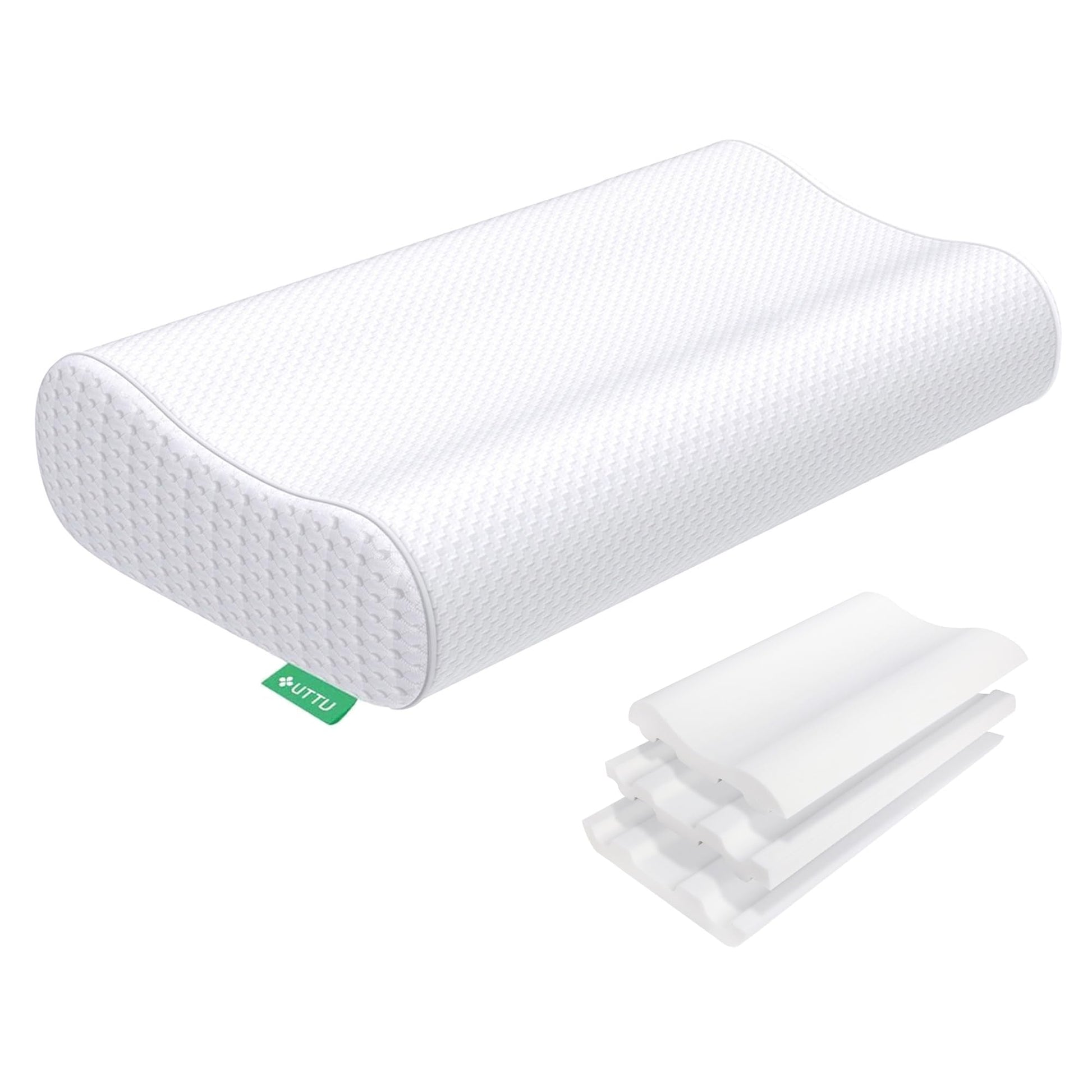 UTTU Cervical Pillow for Neck Strain Relief, Memory Foam Neck Pillow for Sleeping, Adjustable Orthopedic Sandwich Pillow, Contour Cooling for Side Back Stomach Sleeper, Travel(15.7"×11"×5.2"/4.5") - Medaid International