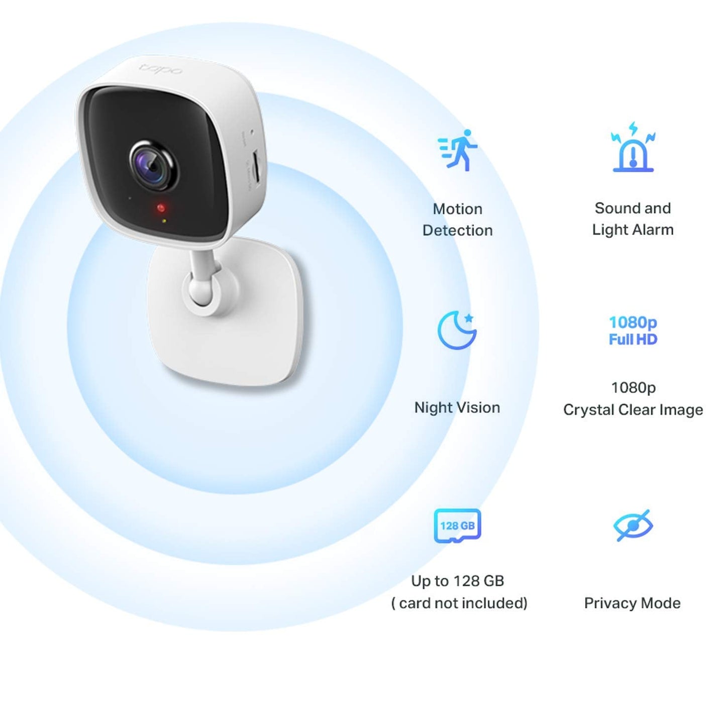 Tapo TP-Link Mini Smart Security Camera, Indoor CCTV, Compatible with Alexa & Google Home, No Hub Required, 1080p, 2-Way Audio, Night Vision, SD Storage, Device Sharing C100 - Medaid International