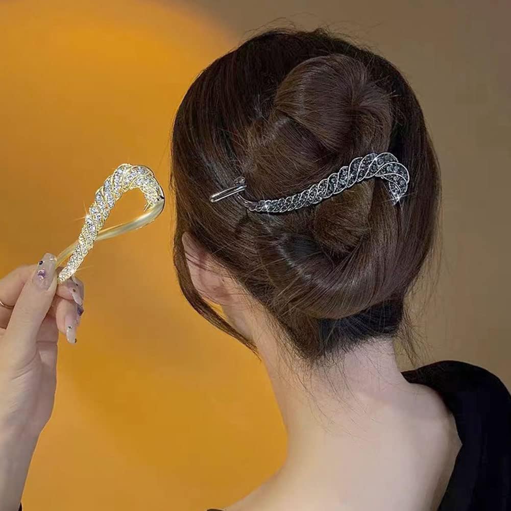 TERRIFI 4 PCS Rhinestone French Banana Clips, Elegant Hair Accessories with Pearl Decor for Stylish Hair Twists