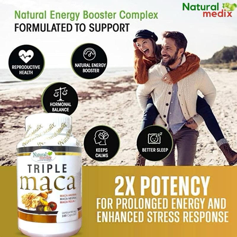 Natural medix Premium Triple Maca Black, Red, and Yellow Maca– Vitality & Endurance Support – 100% Natural Supplement - Medaid International