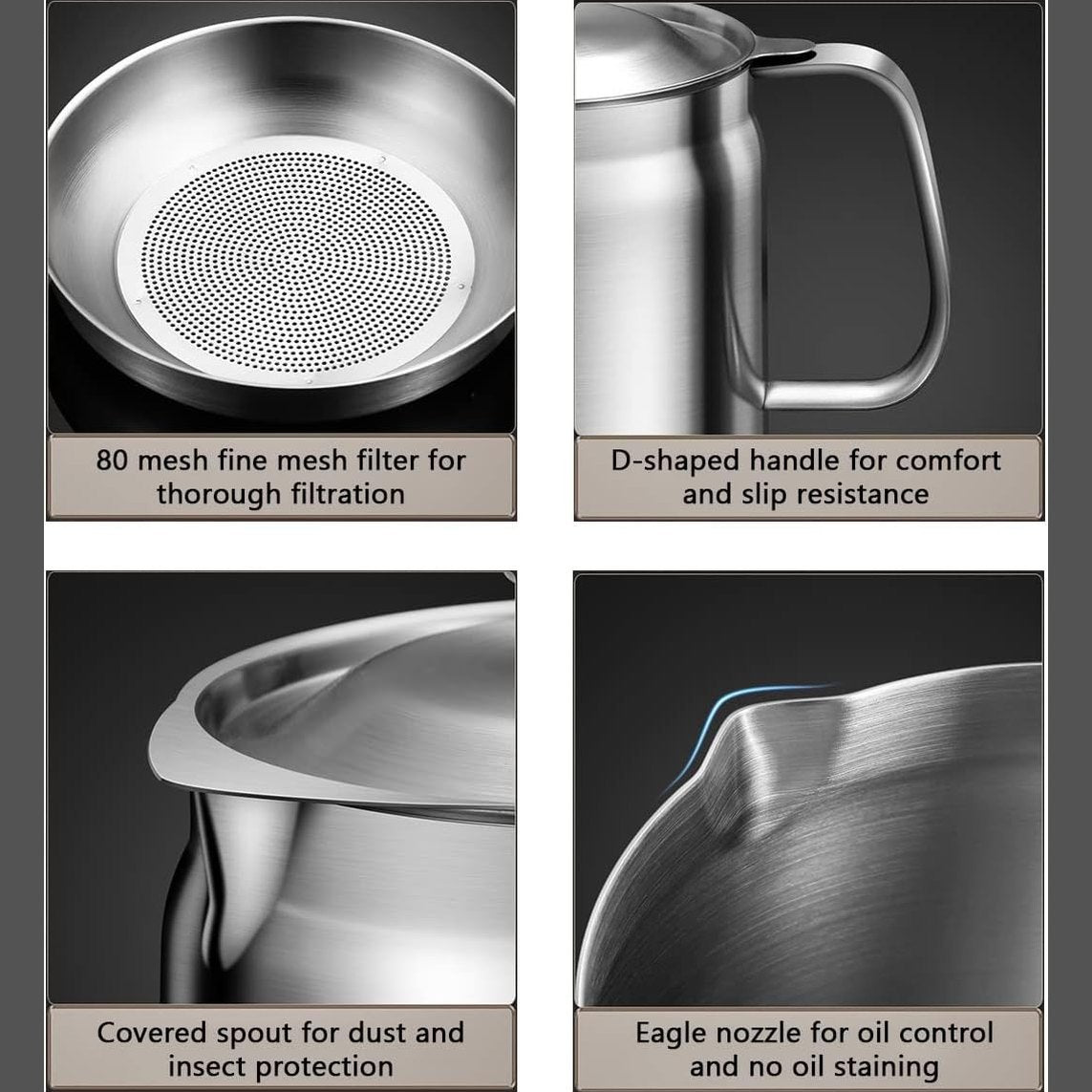Stainless Steel Oil Pot - Large Size
