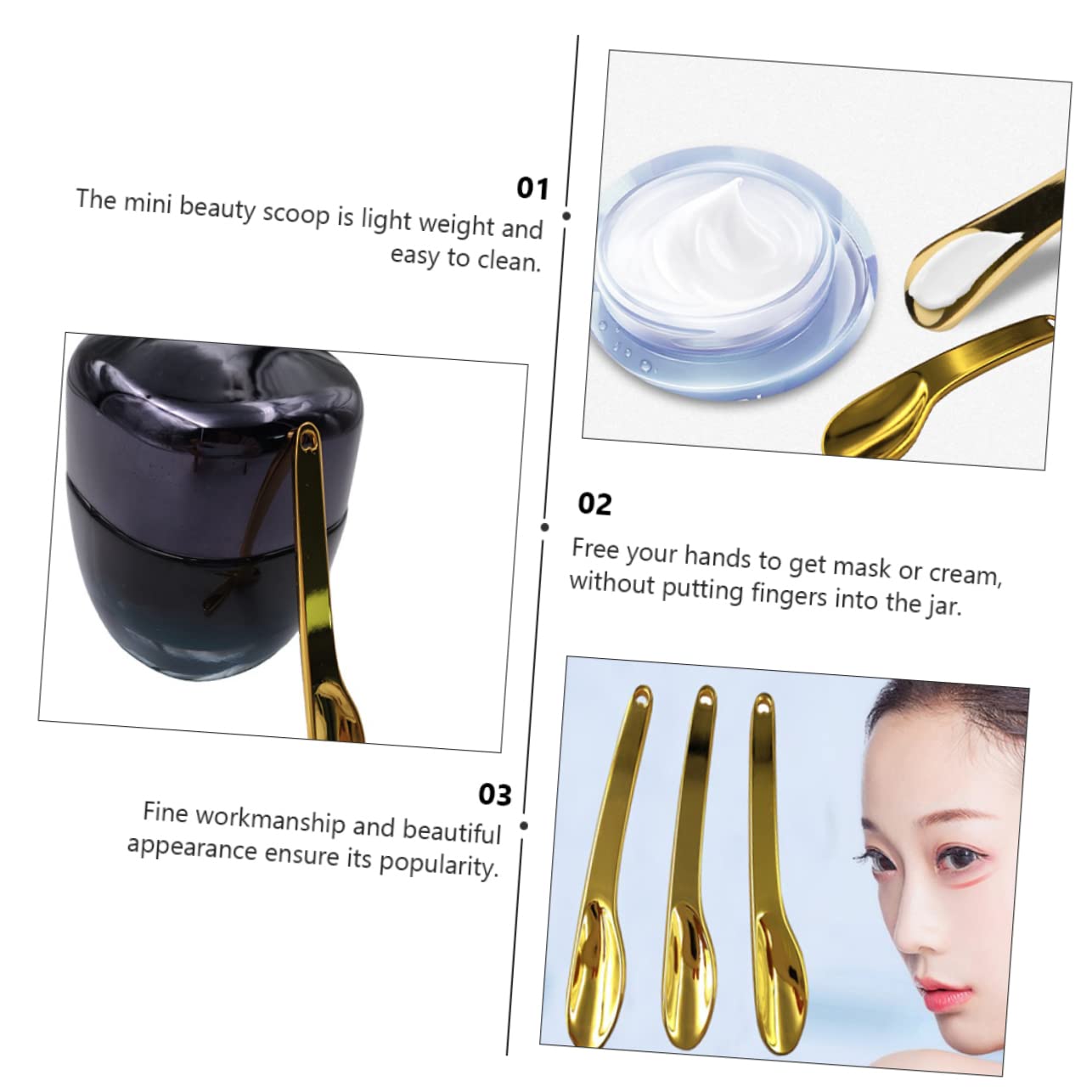 HEALLILY 5pcs Makeup Supply Zinc Alloy Face Cream Eye Cream Spoon for Skincare Golden Facial Mask Scoop Travel-friendly Design - Medaid International