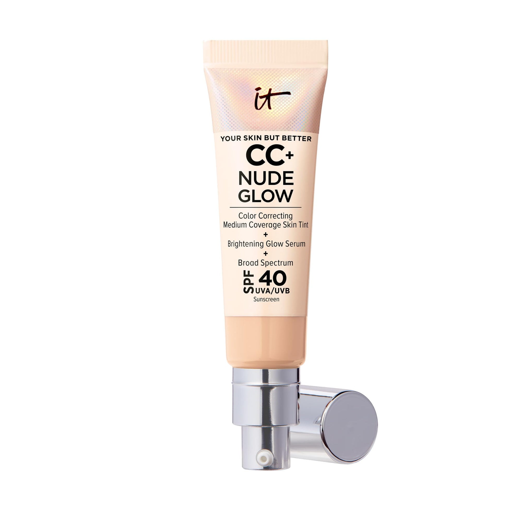 IT Cosmetics CC+ Nude Glow (Light Medium) - Medium Coverage Foundation with SPF 40 & Brightening Glow Serum, Lightweight Skin Tint, 2% Niacinamide + Hyaluronic Acid, Up to 24H Hydration - 1.08 fl oz - Medaid International