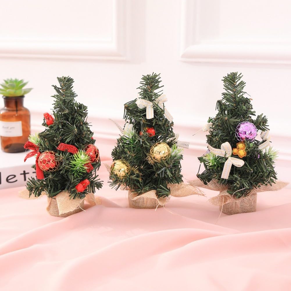 20cm Mini Christmas Tree Ornaments for Tabletop Decorations, Small Artificial Christmas Tree with PVC and Cloth Material, 65g Weight - Medaid International