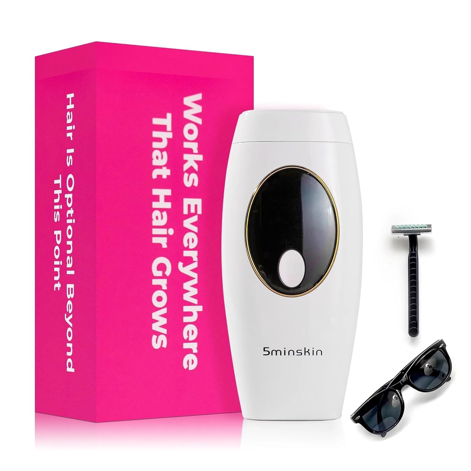 5minskin Hair Laser Removal Handset 2.0 - IPL Facial Hair Removal | At-Home Light Hair Removal Women, Men | 999,999 Flashes | Painless Hair Remover - Medaid International