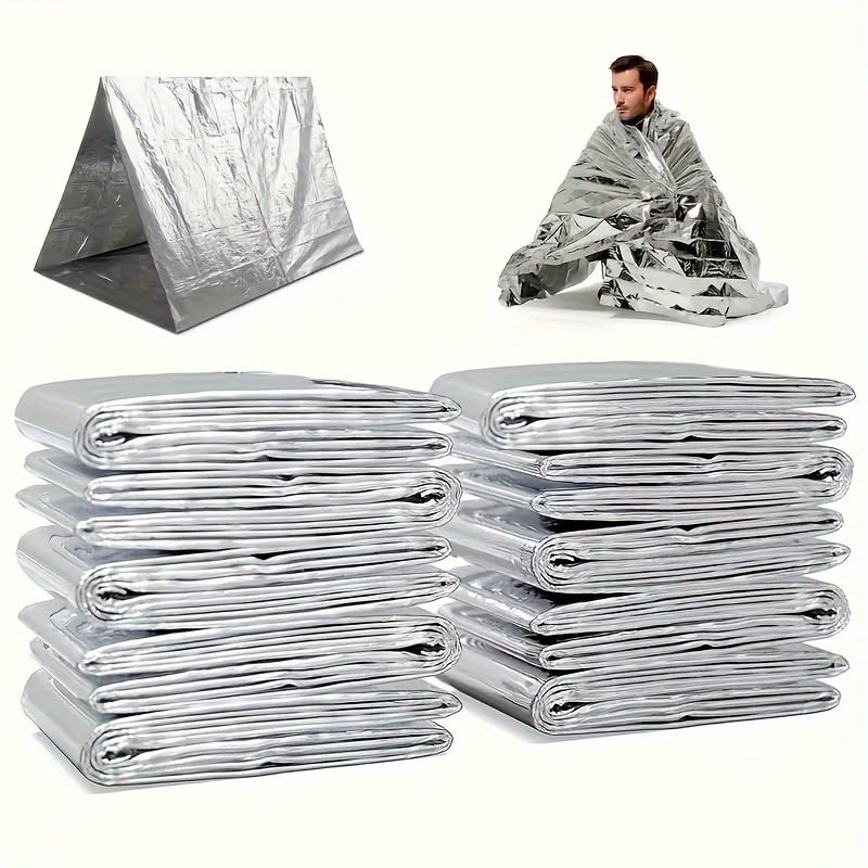Emergency Mylar Thermal Blankets,Space Blanket Survival kit Camping Blanket, Perfect for Outdoors, Hiking, Survival, Bug Out Bag,Marathons or First Aid-55 X 82