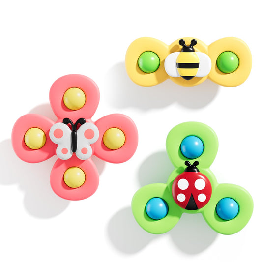 ALASOU 3PCS Suction cup spinner toys for 1 2 Year old boys|Spinning top baby toys 12-18 months|First birthday baby gifts for 1 Year old girls|Sensory toys for toddlers 1-3