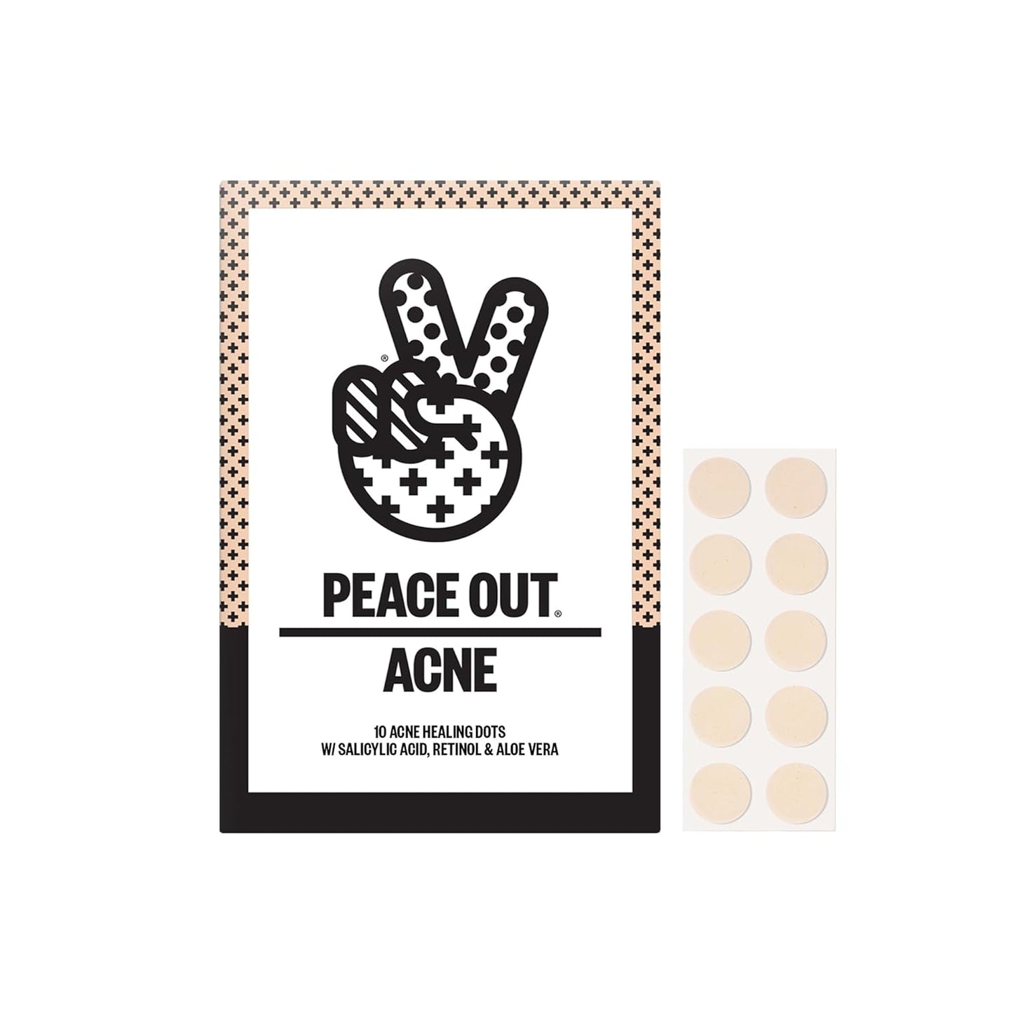 Peace Out Skincare Acne Dots, Hydrocolloid Pimple Patches Help Clear Blemishes Overnight, Fast Acting Anti-Acne Solution 10 dots - Medaid International
