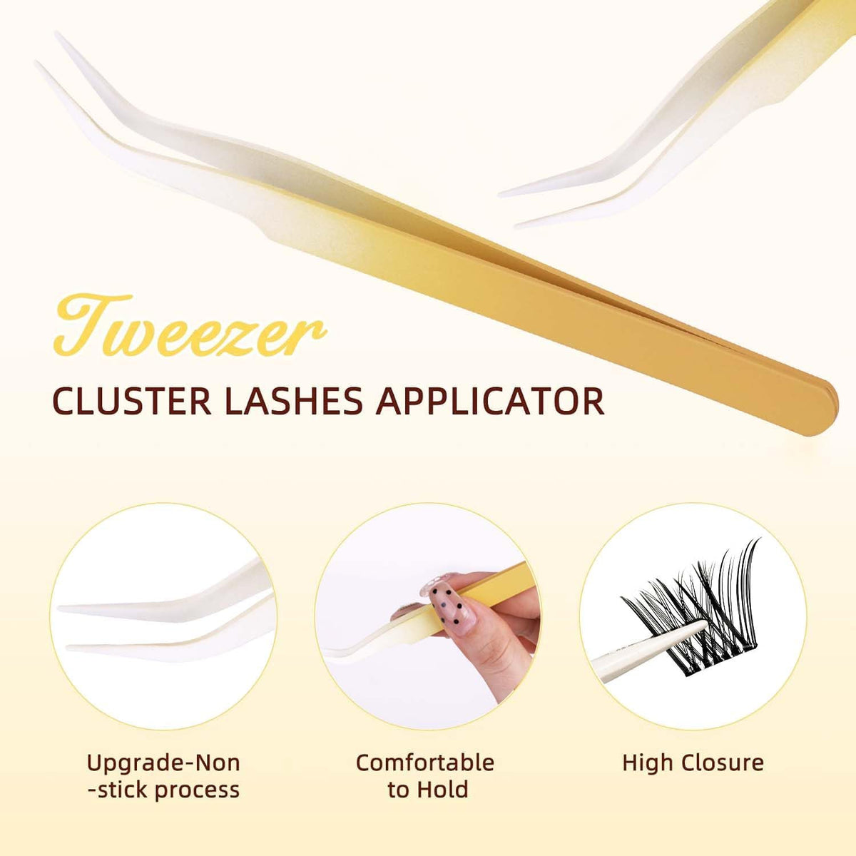 KASTWAVE Self Adhesive Eyelashes, 120Pcs Natural Look, No Glue Needed, Reusable Lashes, Black, Synthetic Hair, Clusters