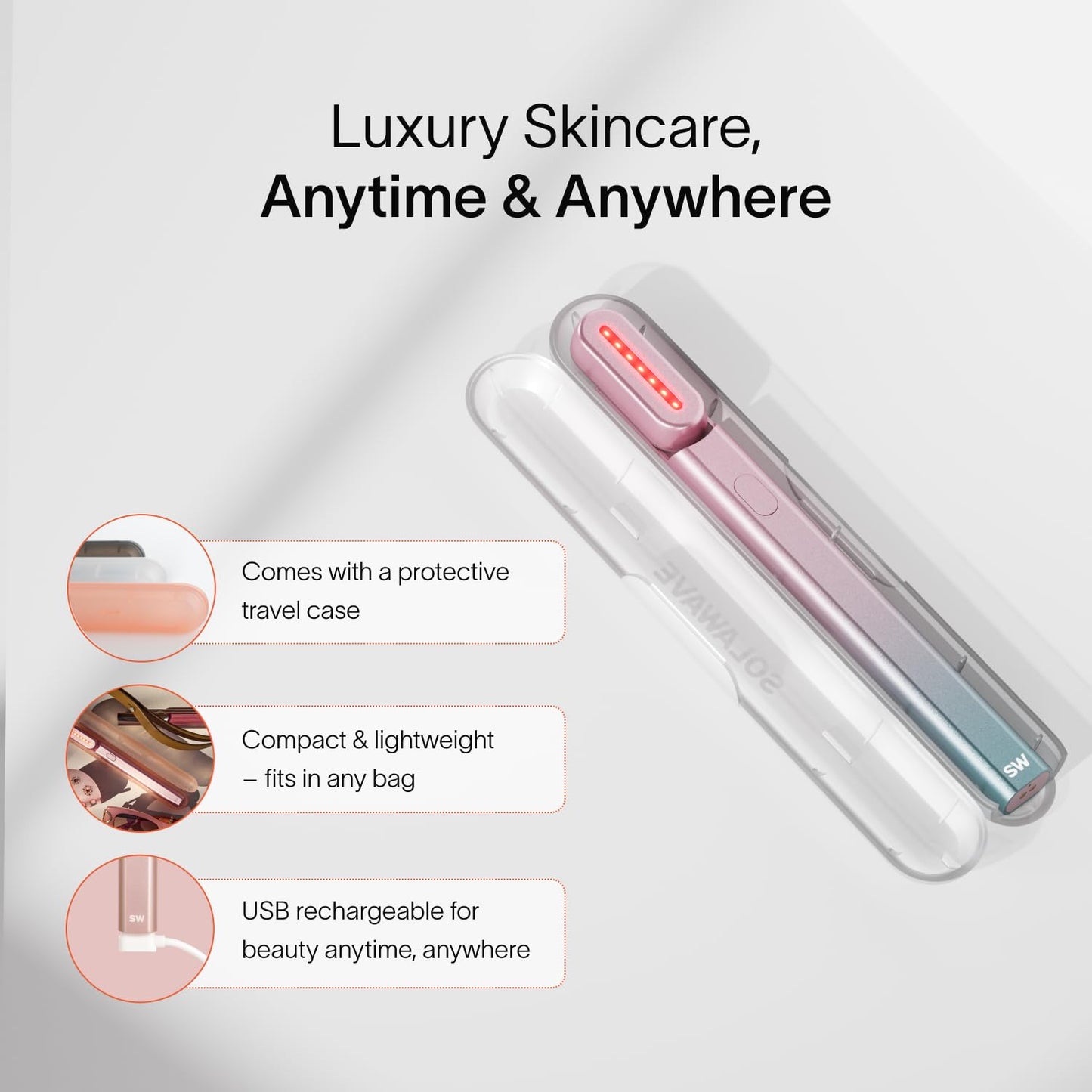 Solawave 4-in-1 Red Light Therapy Wand for Face & Neck | Beauty Device with Galvanic Current, Massager & Warmth | Anti-Aging, Wrinkle Reduction, Skin Tightening, Depuffing & Rejuvenation (Ombre) - Medaid International